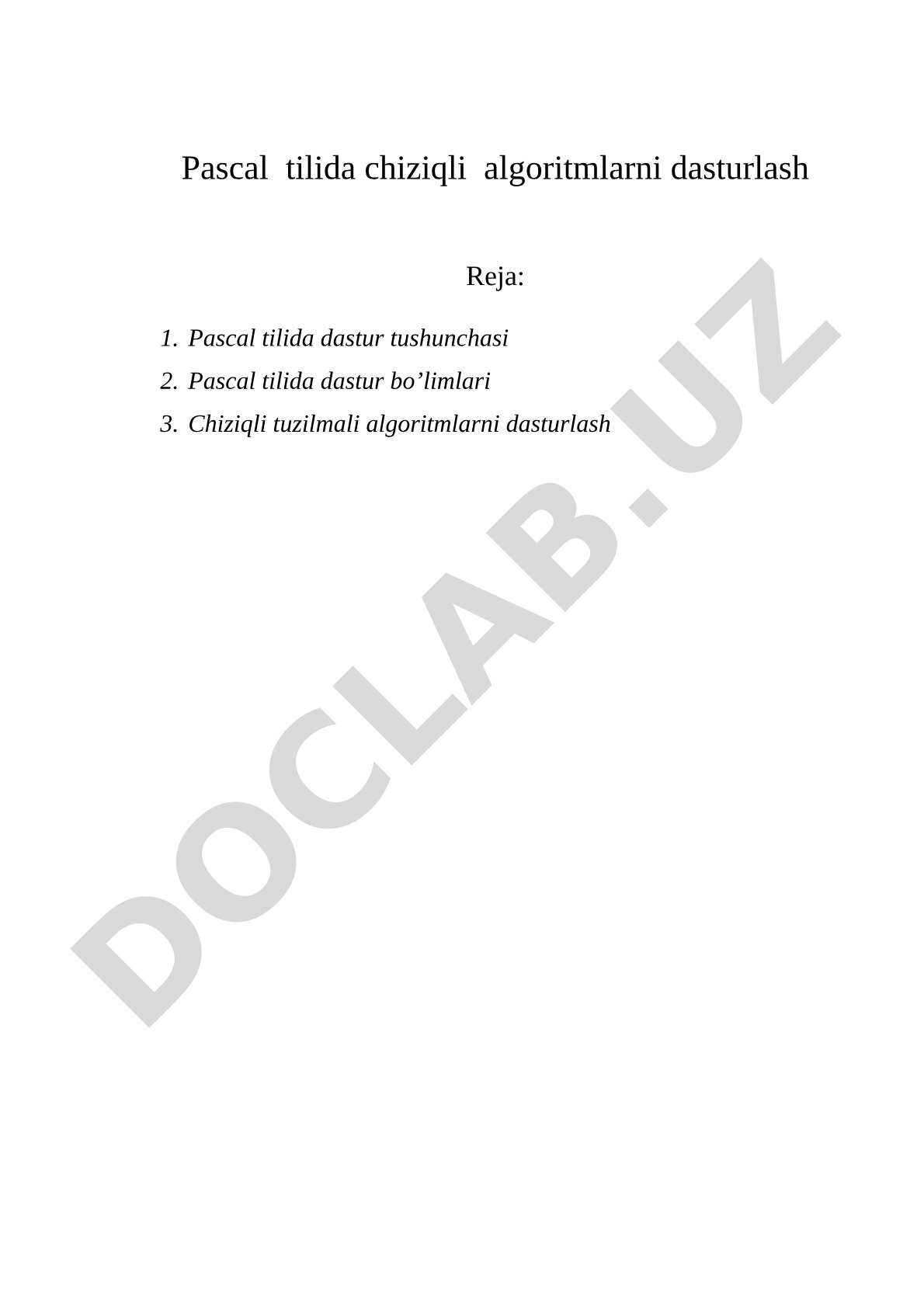 Pascal tilida chiziqli algoritmlarni dasturlash