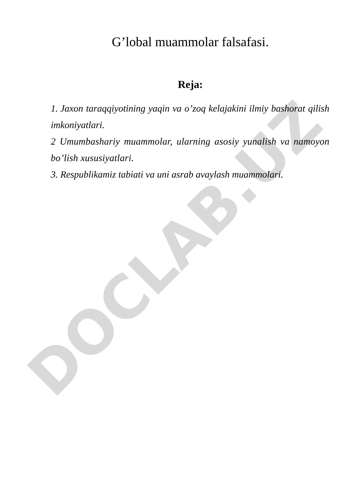 Global muammolar falsafasi