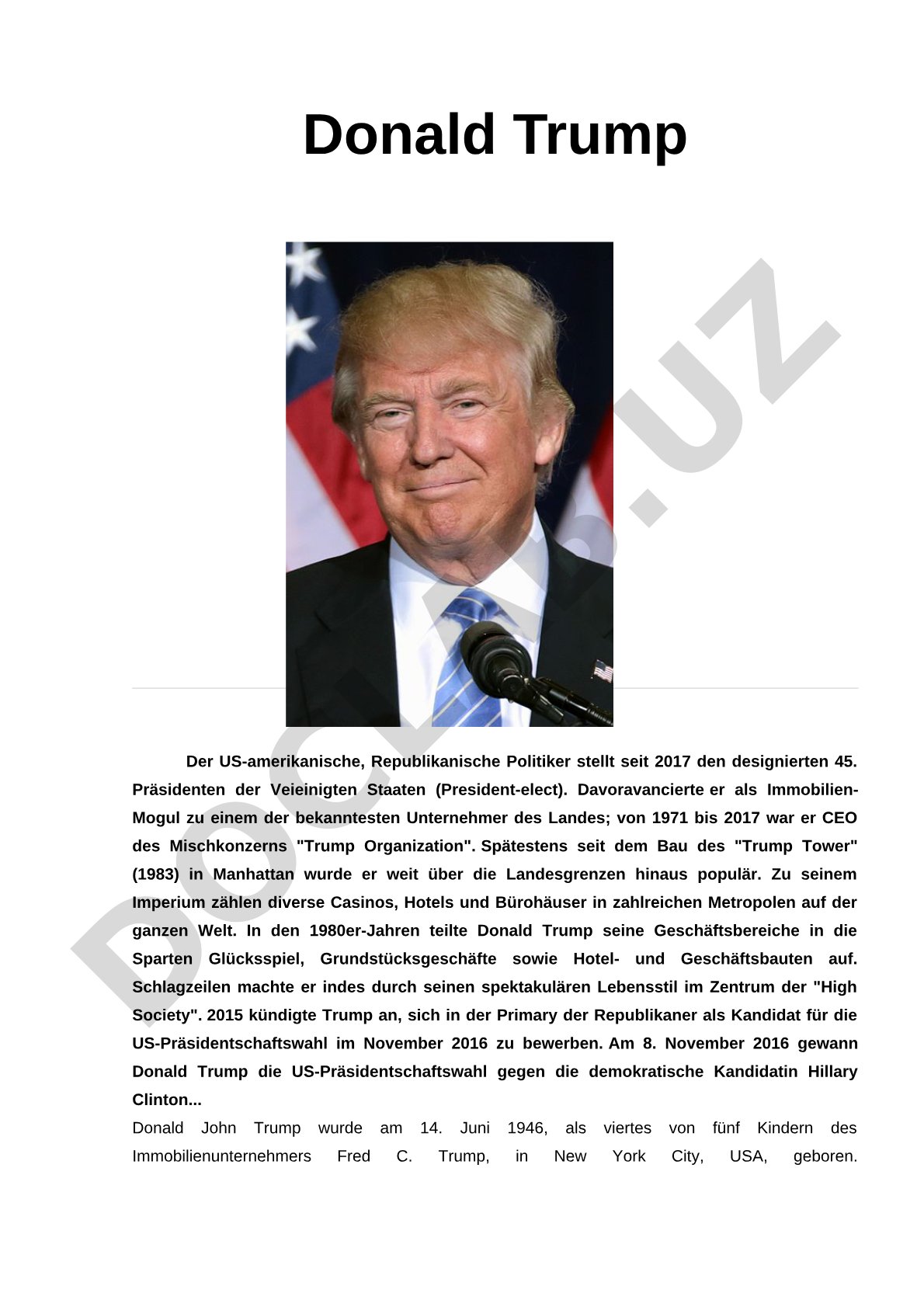 Donald Trump - US-amerikanischer Politiker und Unternehmer