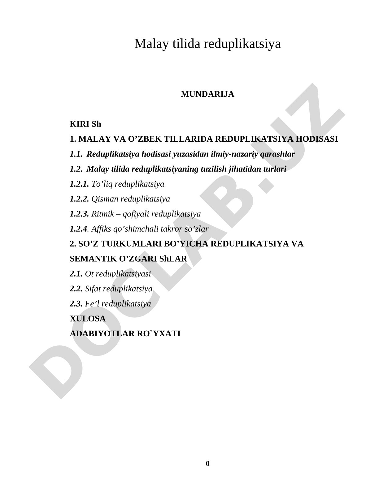 Malay va o‘zbek tillarida reduplikatsiya hodisasi