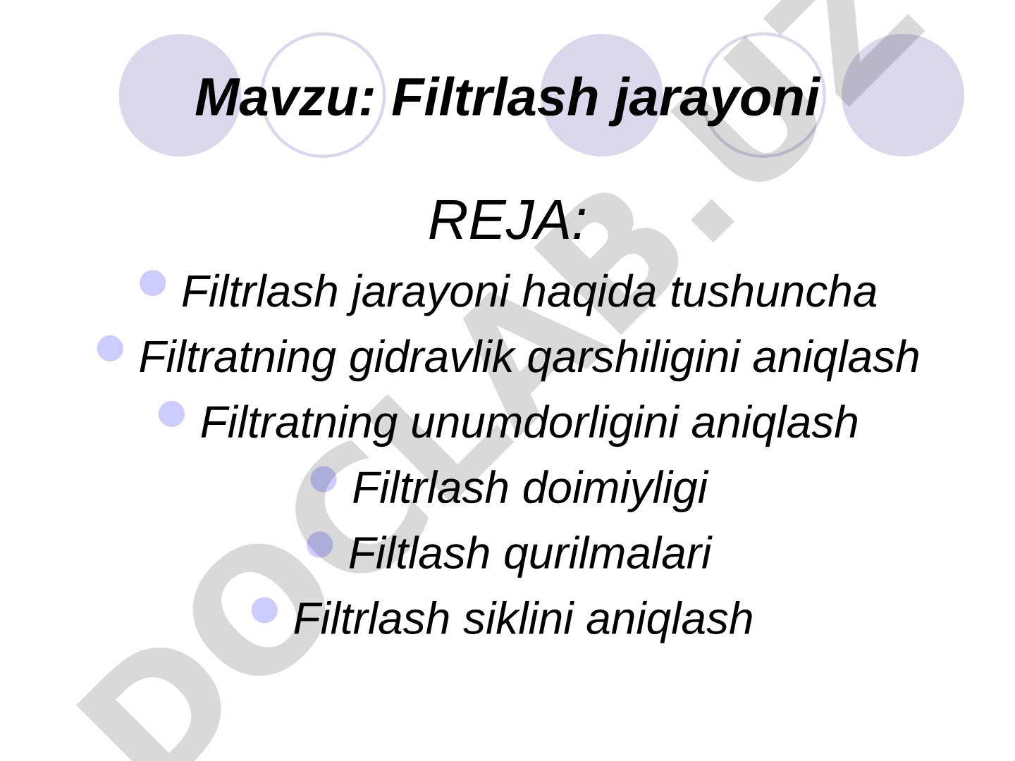 Filtrlash jarayoni