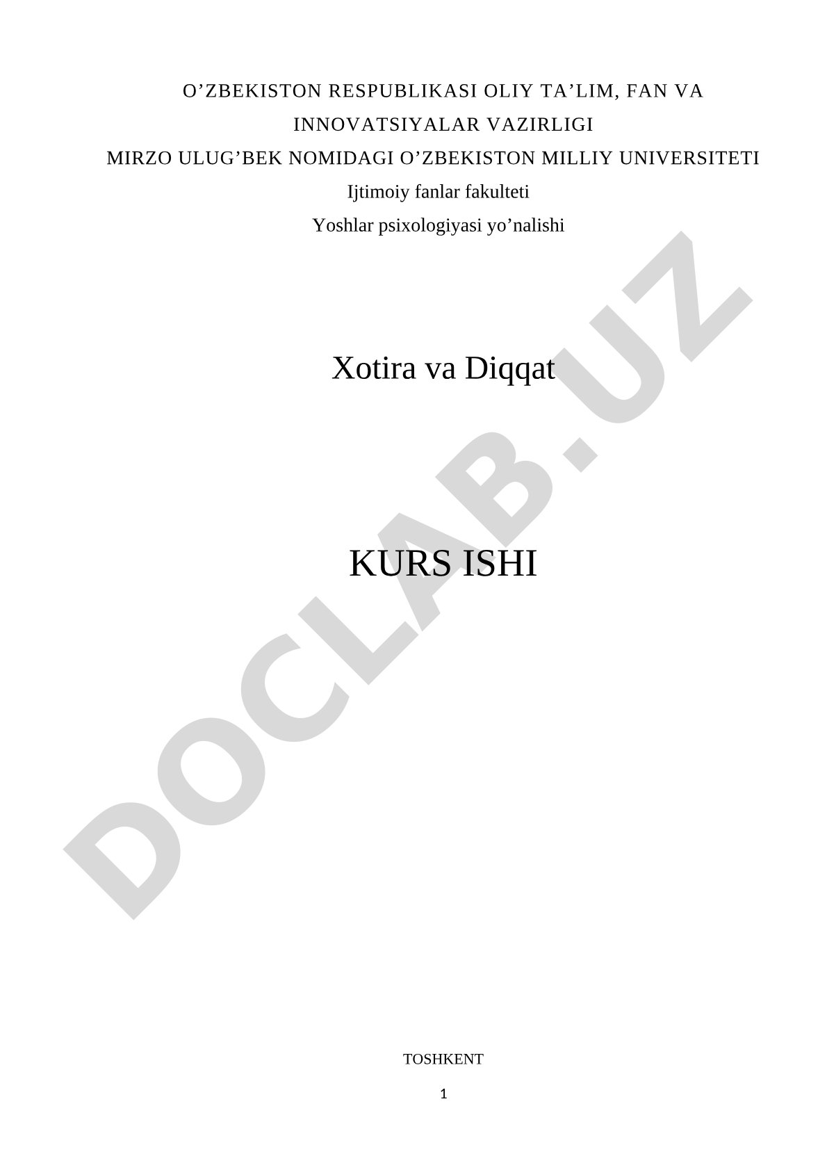 Xotira va Diqqat