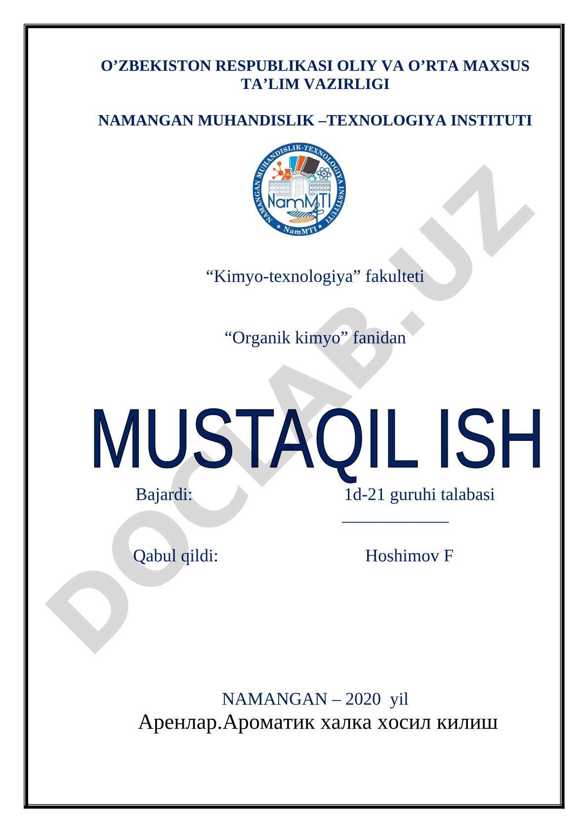 Arenlar. Aromatik halqa hosil qilish