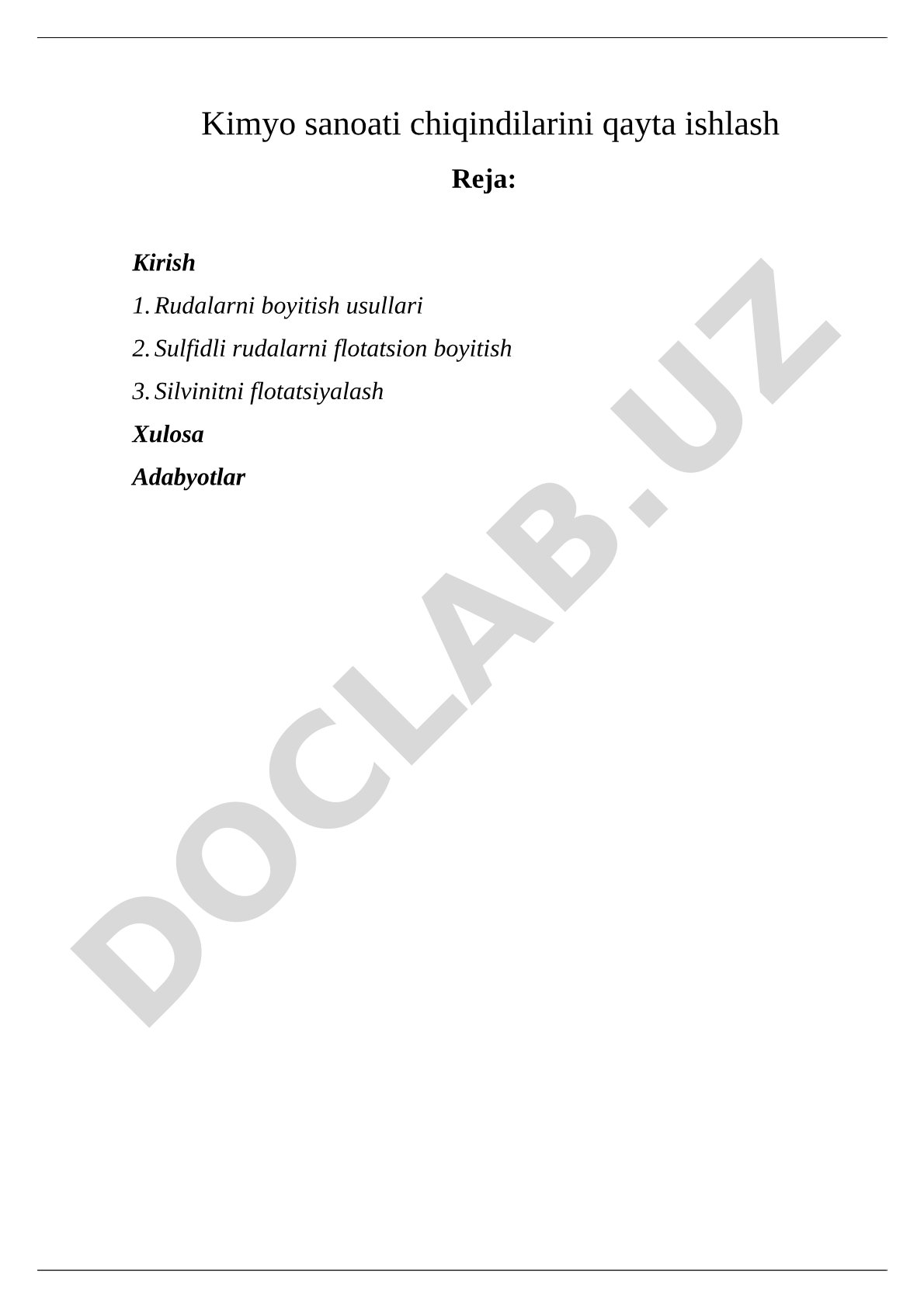 Kimyo sanoati chiqindilarini qayta ishlash