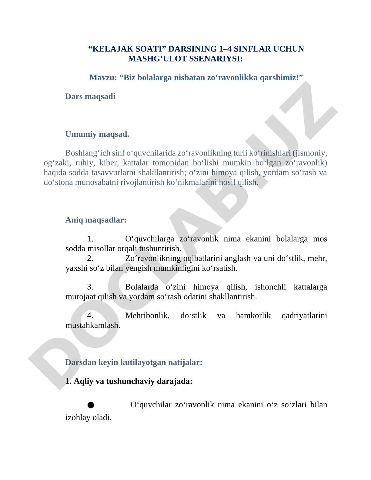 Biz bolalarga nisbatan zo'ravonlikka qarshimiz