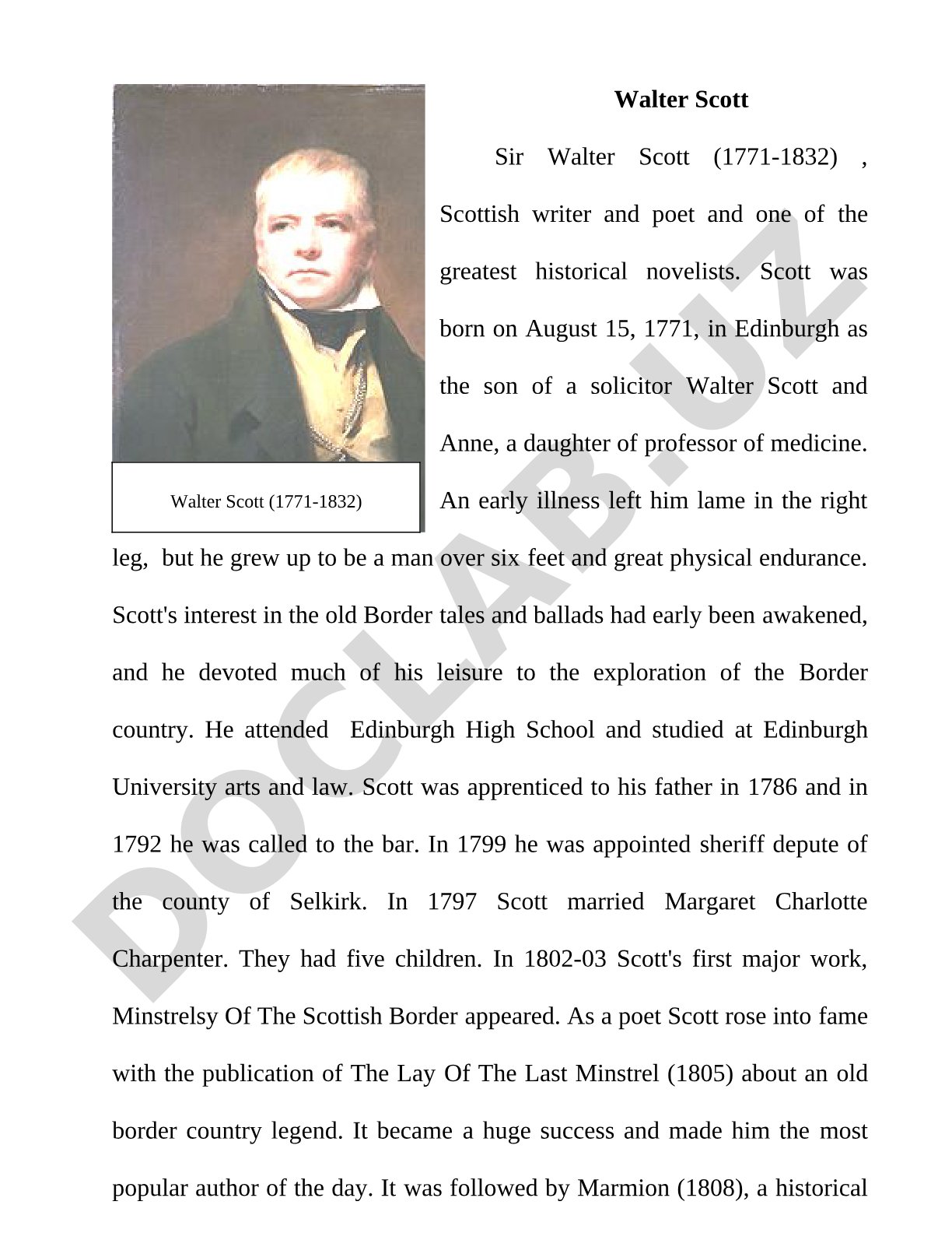 Walter Scott: Scottish writer and poet