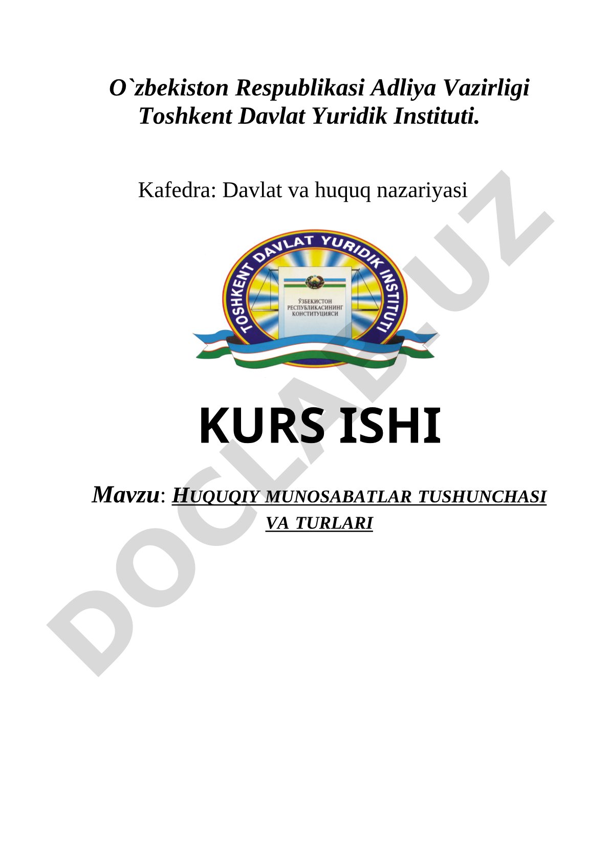 Huquqiy munosabatlar tushunchasi va turlari