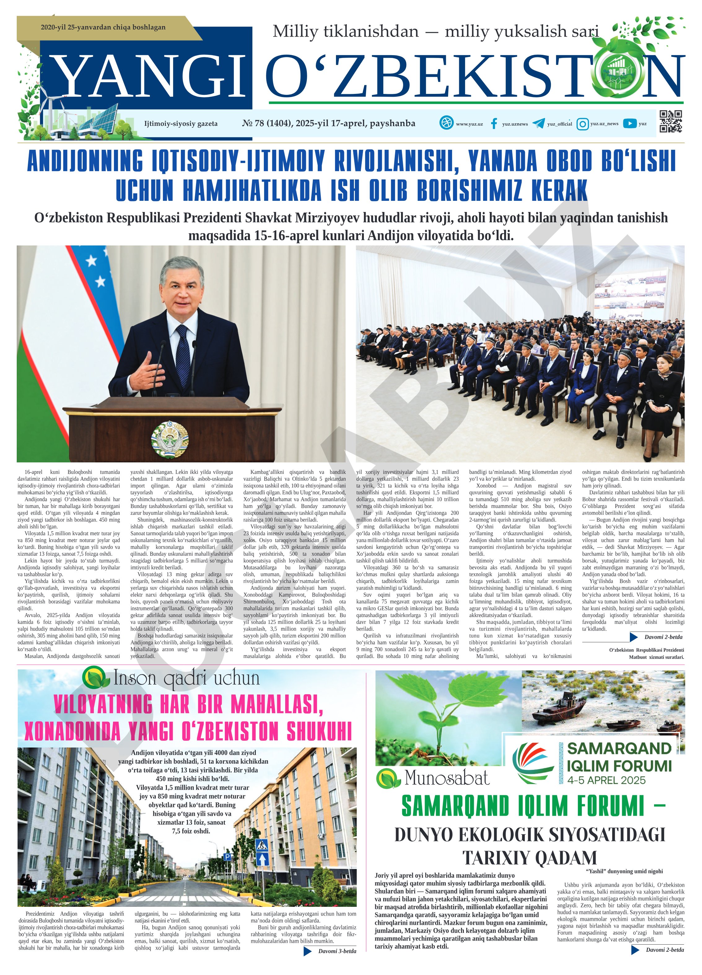 Yangi O‘zbekiston: Milliy tiklanishdan milliy yuksalish sari