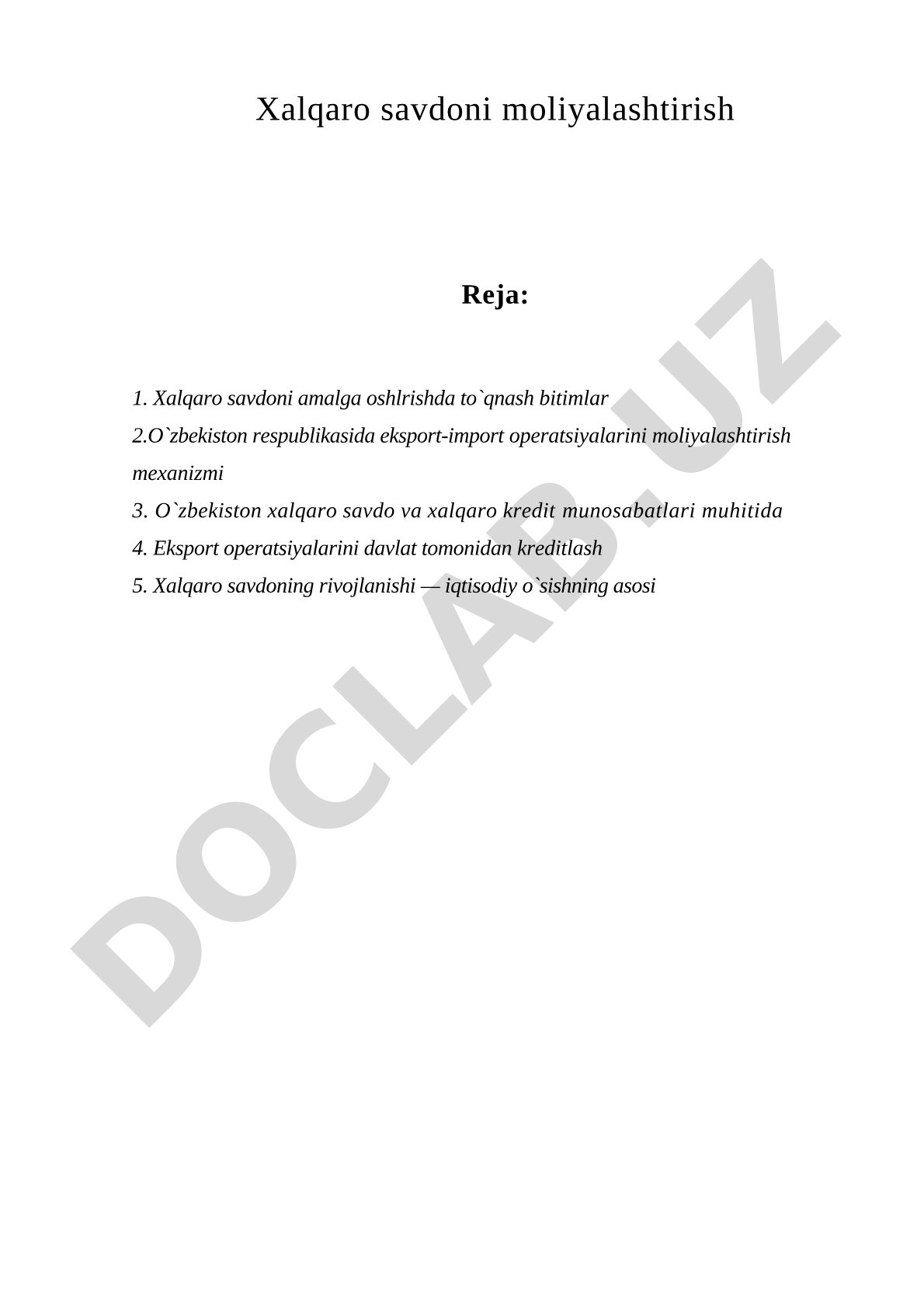 Xalqaro savdoni moliyalashtirish