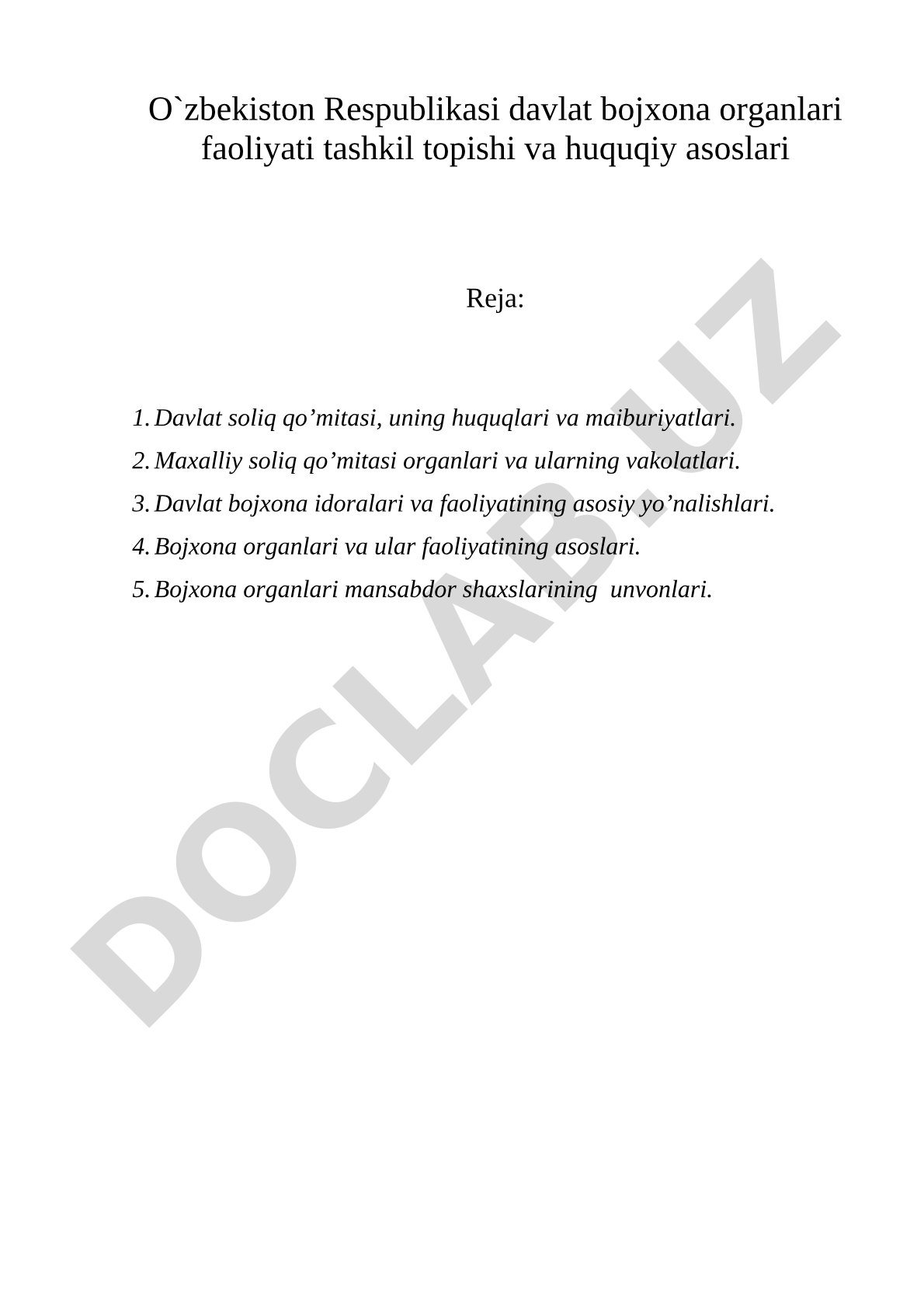 O'zbekiston Respublikasi davlat bojxona organlari faoliyati tashkil topishi va huquqiy asoslari