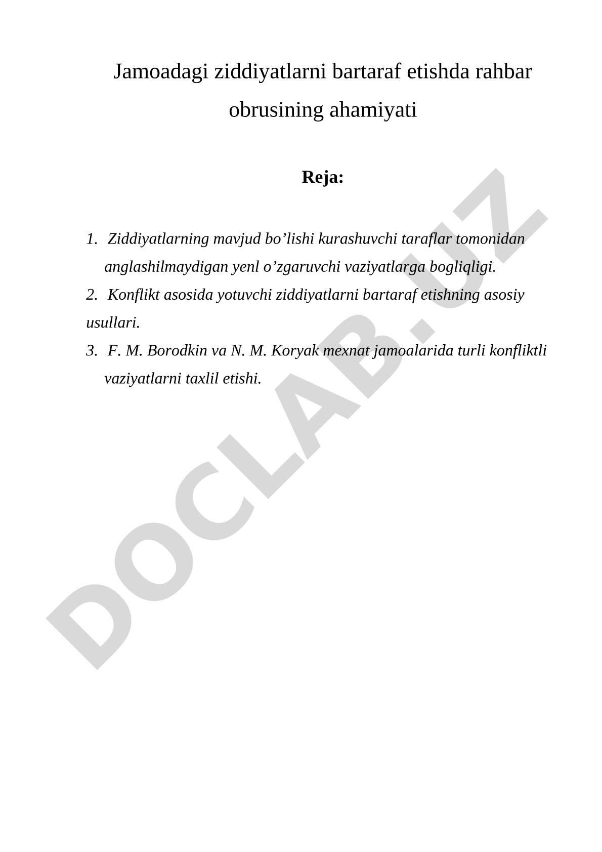 Jamoadagi ziddiyatlarni bartaraf etishda rahbar obrusining ahamiyati
