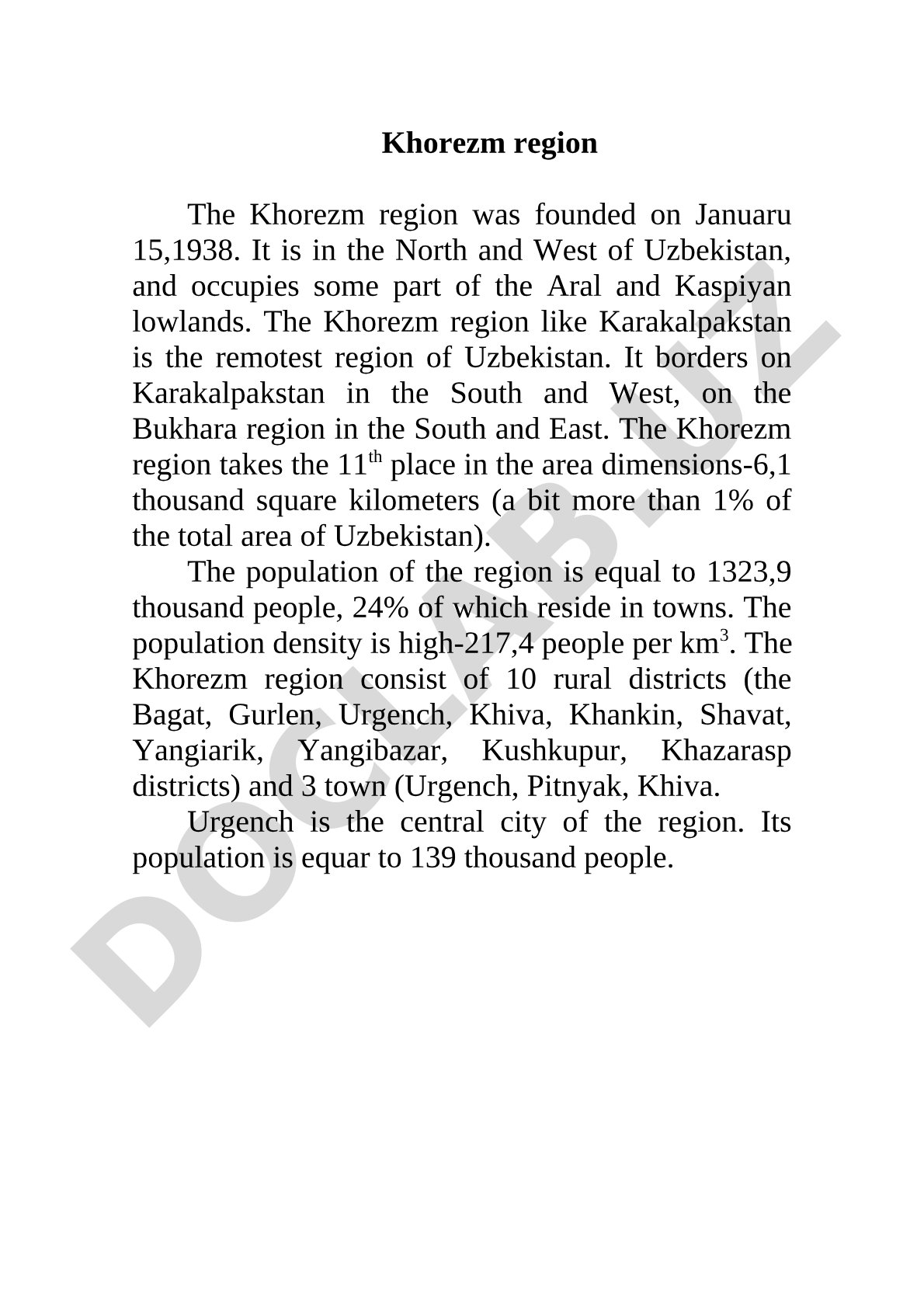 Khorezm region overview