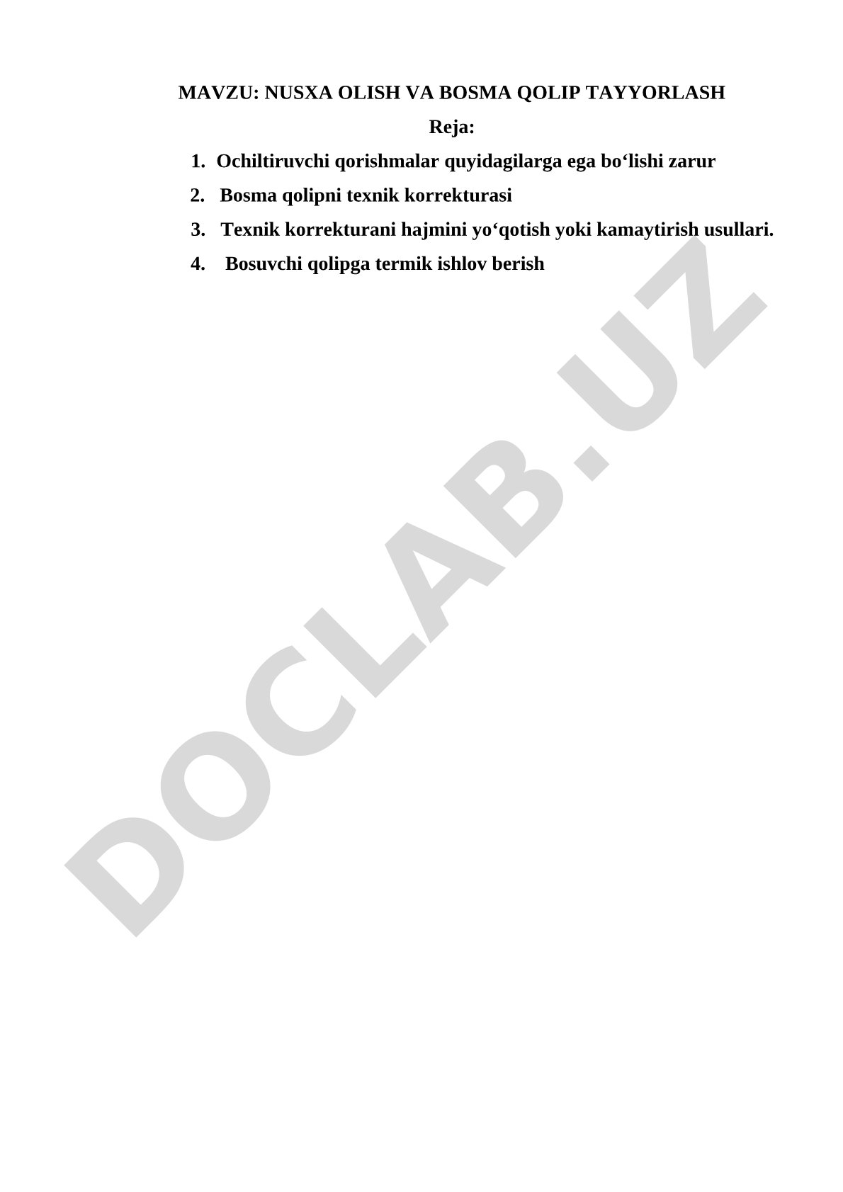 Nusxa olish va bosma qolip tayyorlash