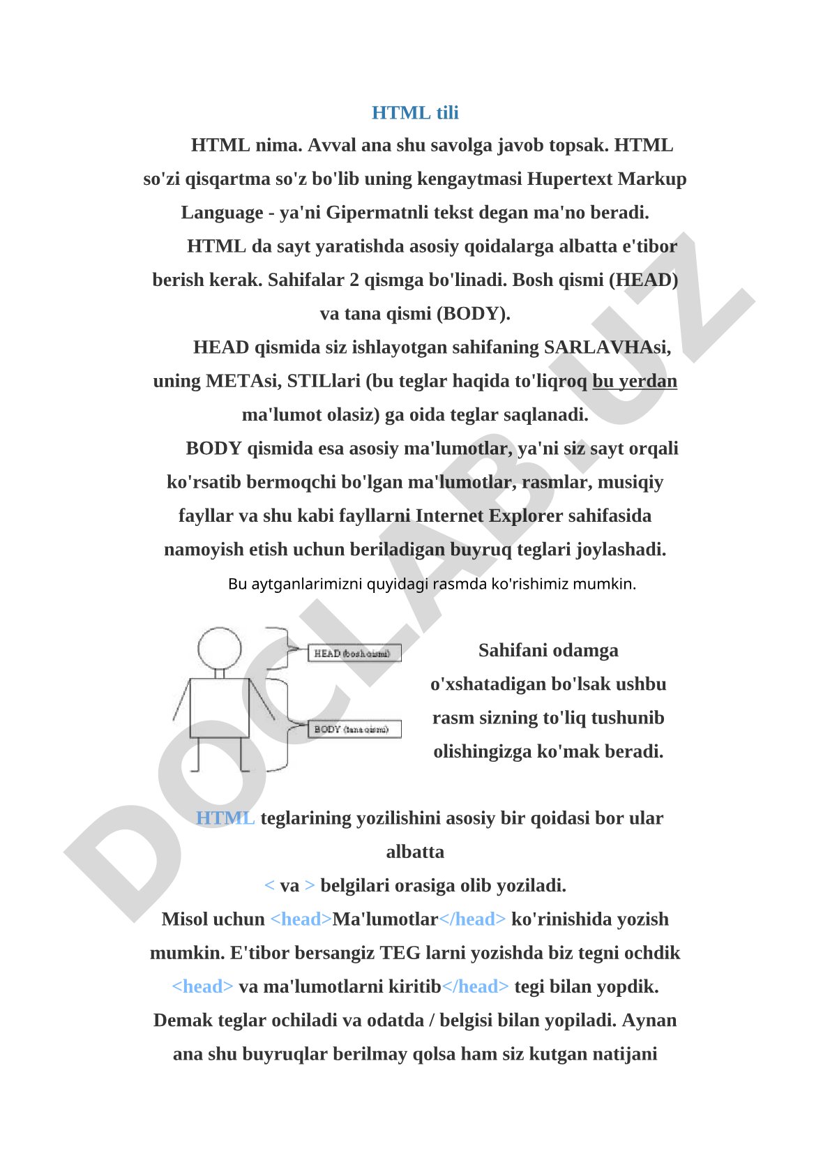 HTML tili asoslari