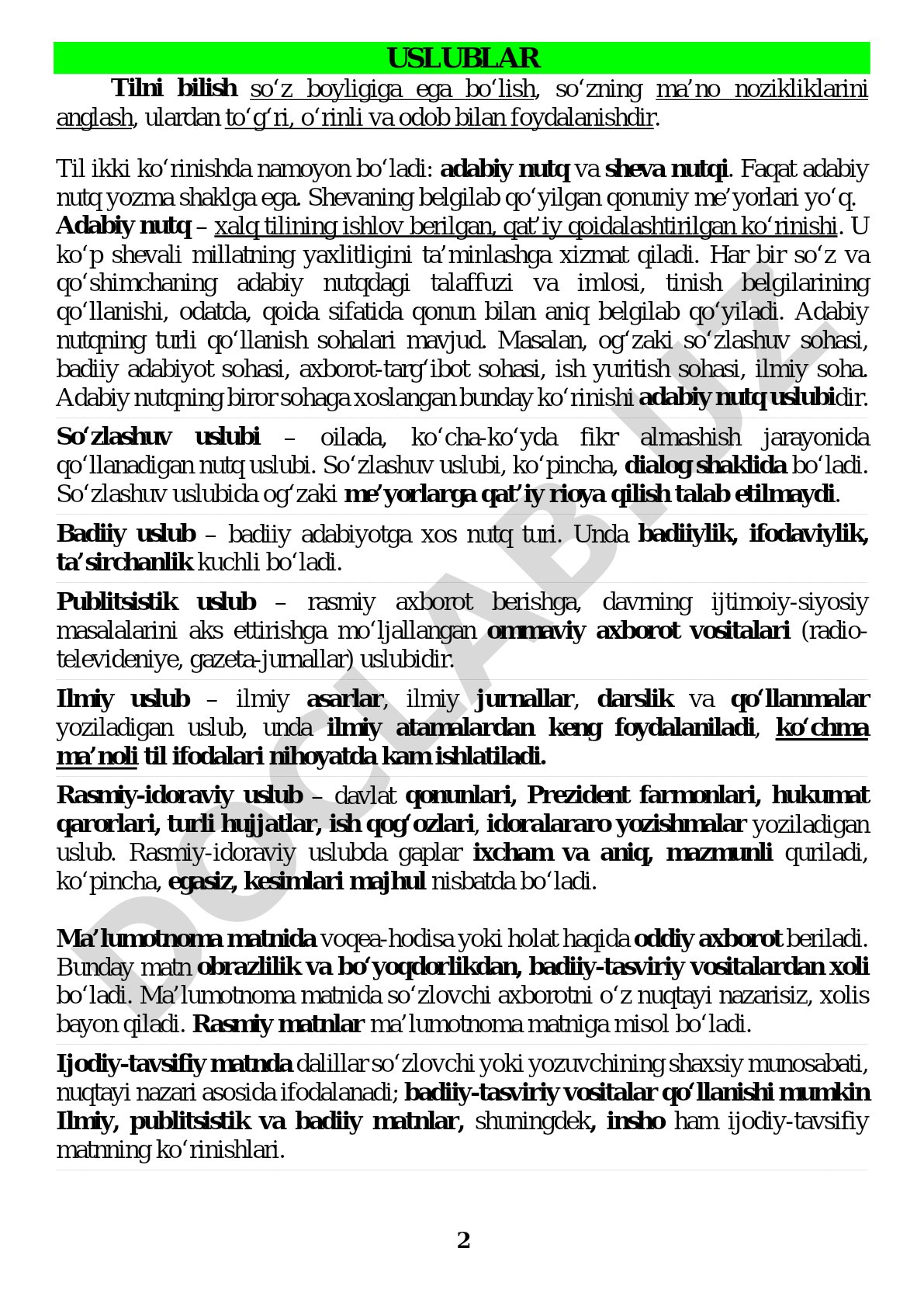 Adabiy nutq va uning uslublari