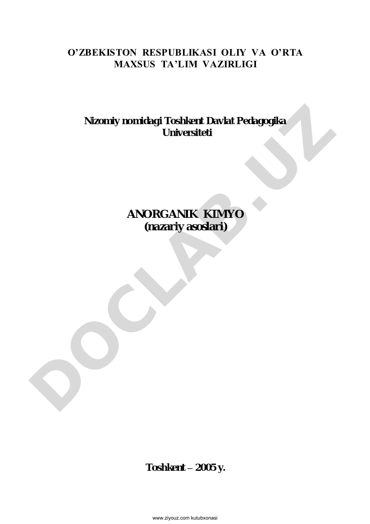 Anorganik kimyo nazariy asoslari