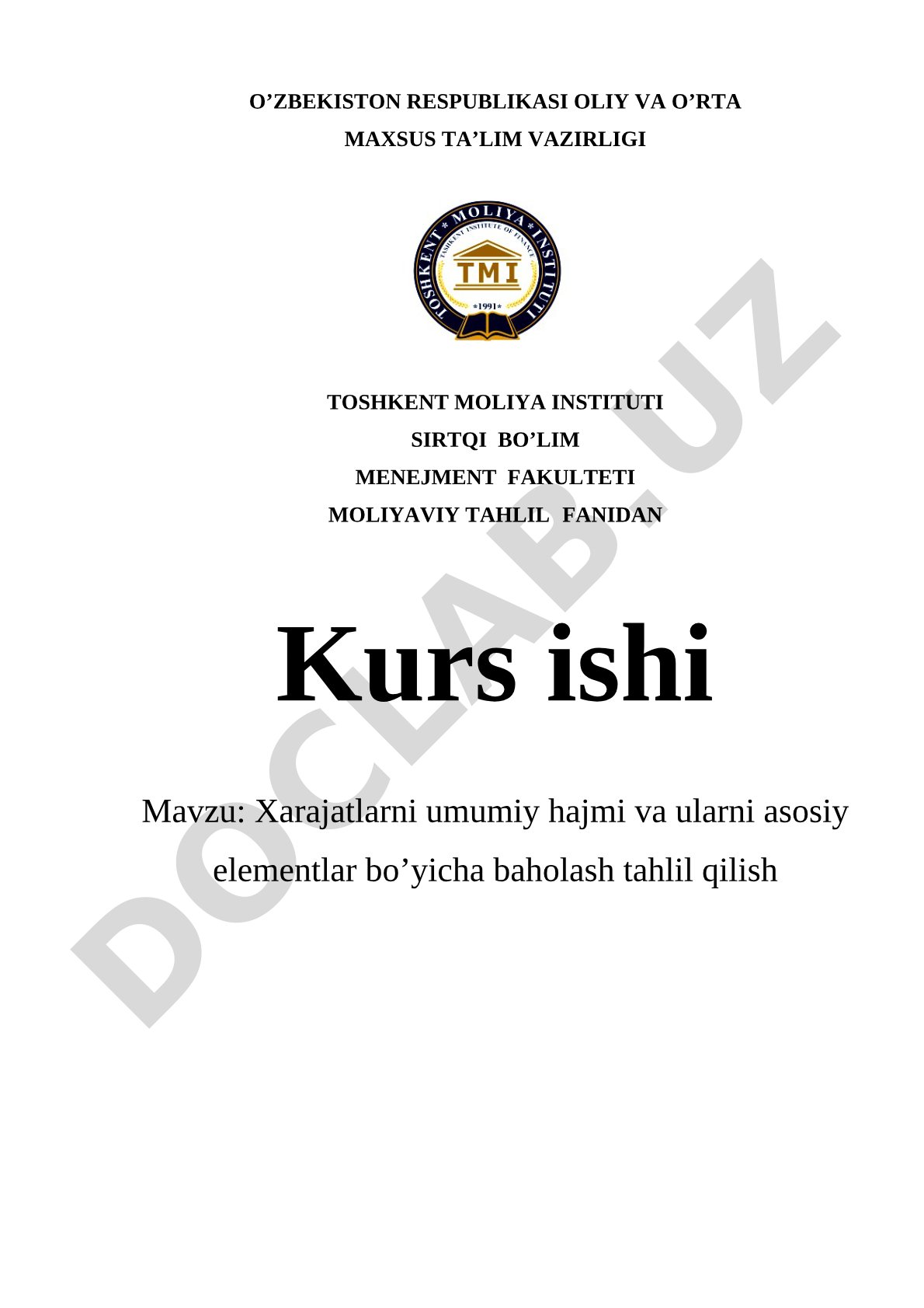 Xarajatlarni umumiy hajmi va ularni asosiy elementlar bo'yicha baholash tahlil qilish