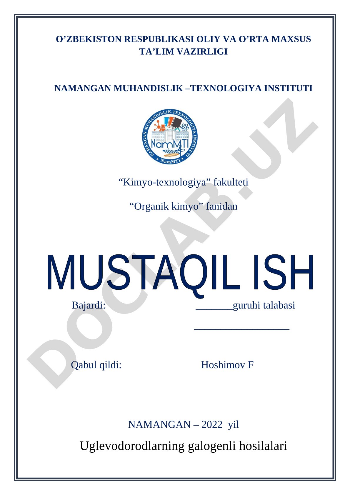 Uglevodorodlarning galogenli hosilalari