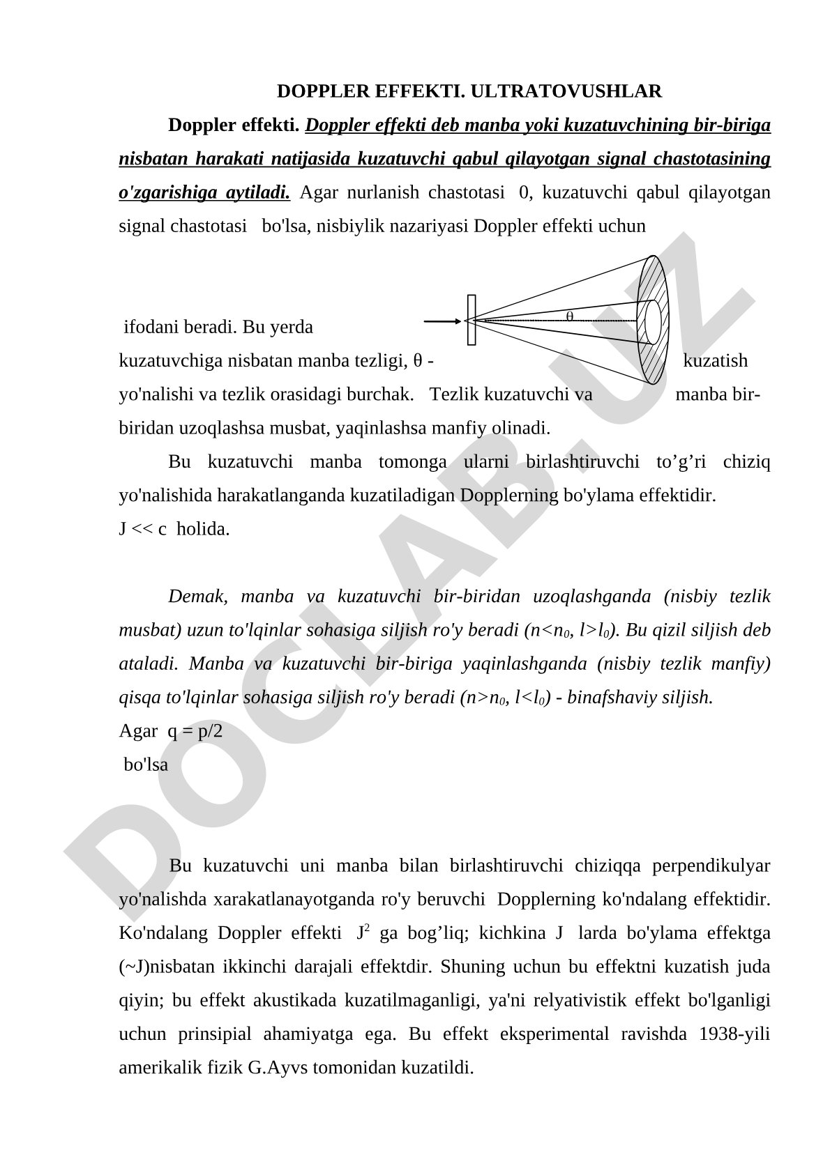 Doppler effekti. Ultratovushlar