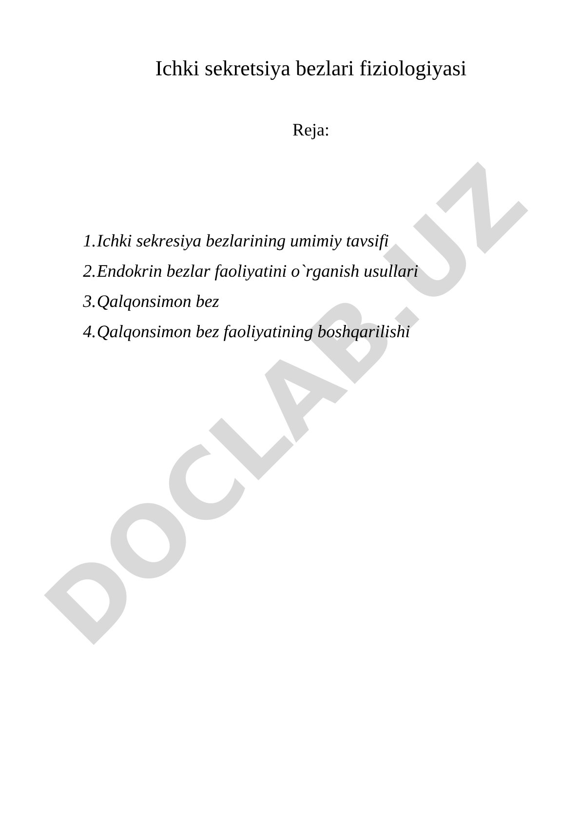 Ichki sekretsiya bezlari fiziologiyasi