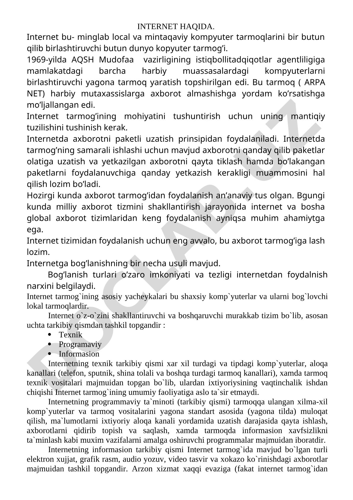Internet haqida