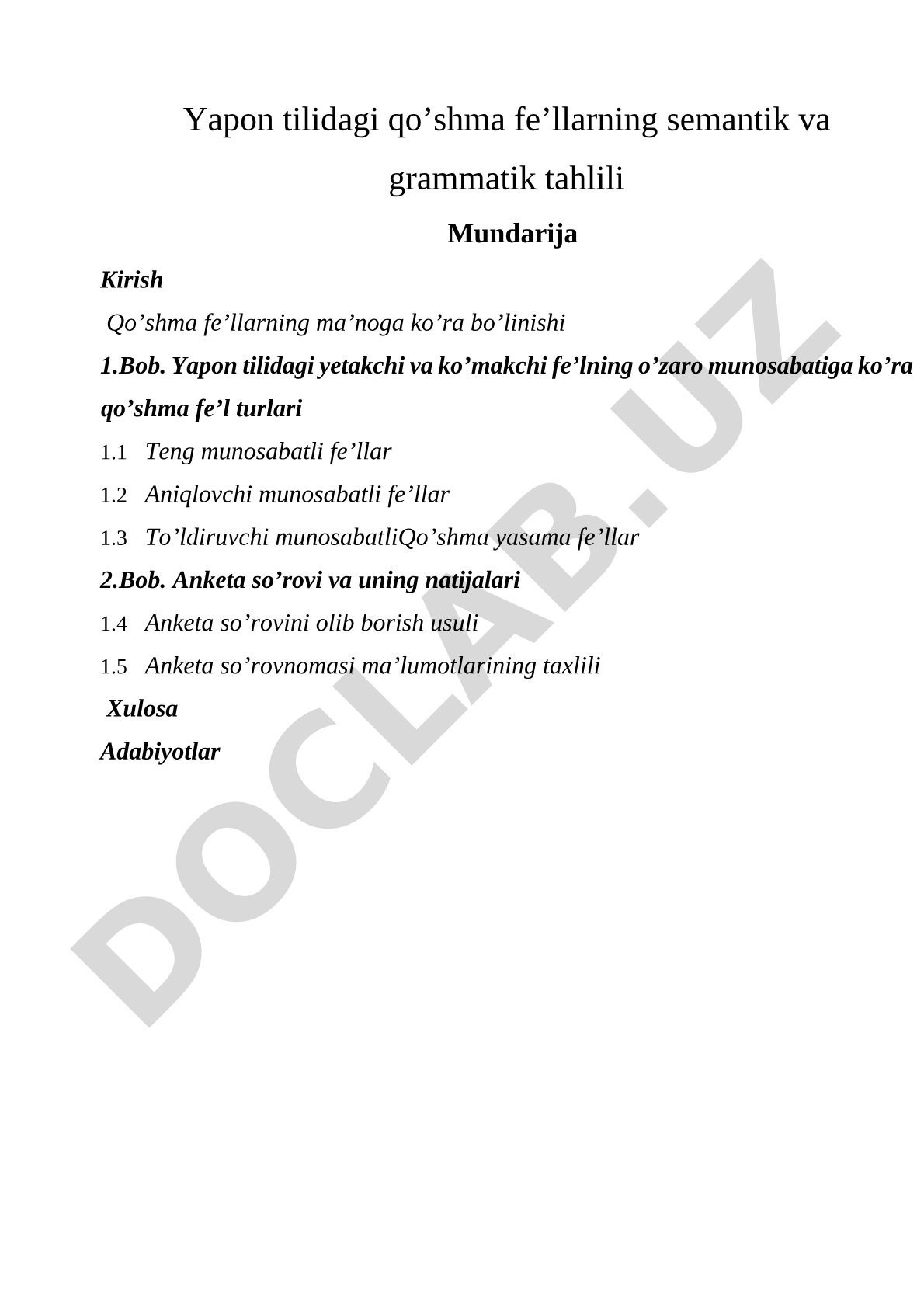 Yapon tilidagi qo'shma fe'llarning semantik va grammatik tahlili
