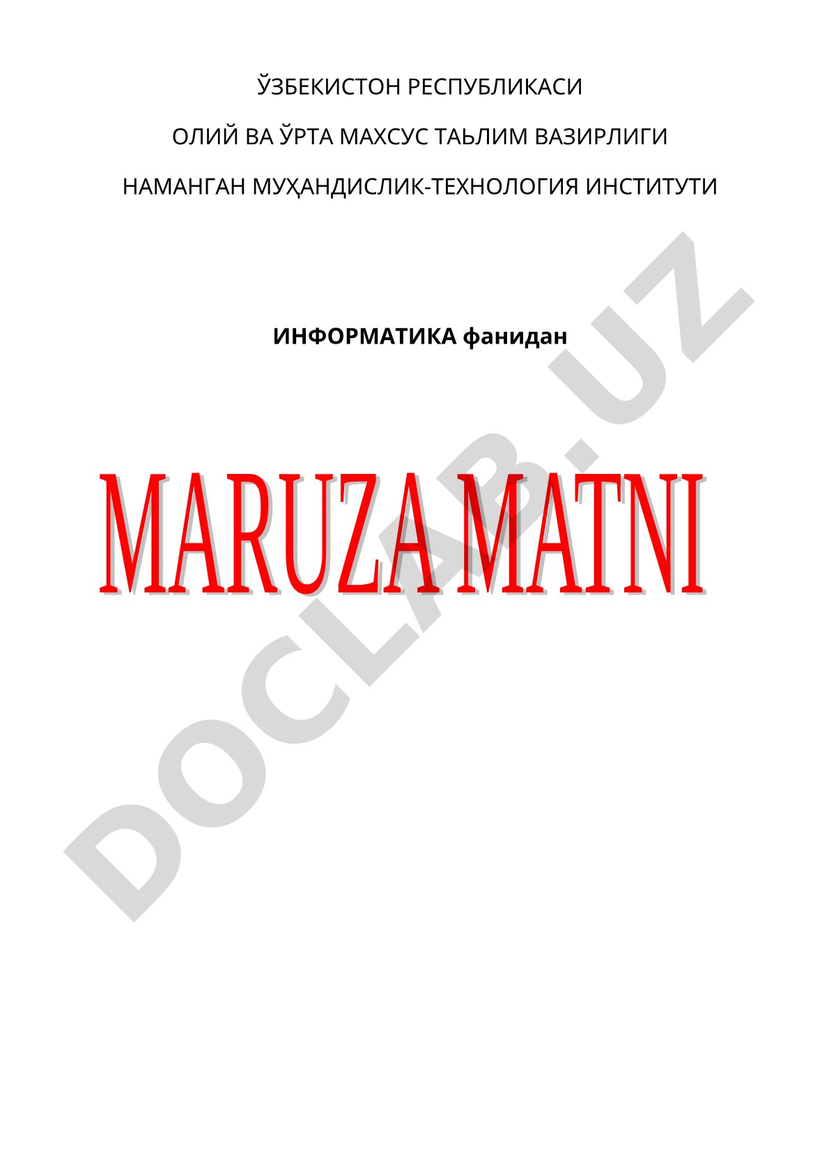 Informatika fanidan amaliy laboratoriya ishlari