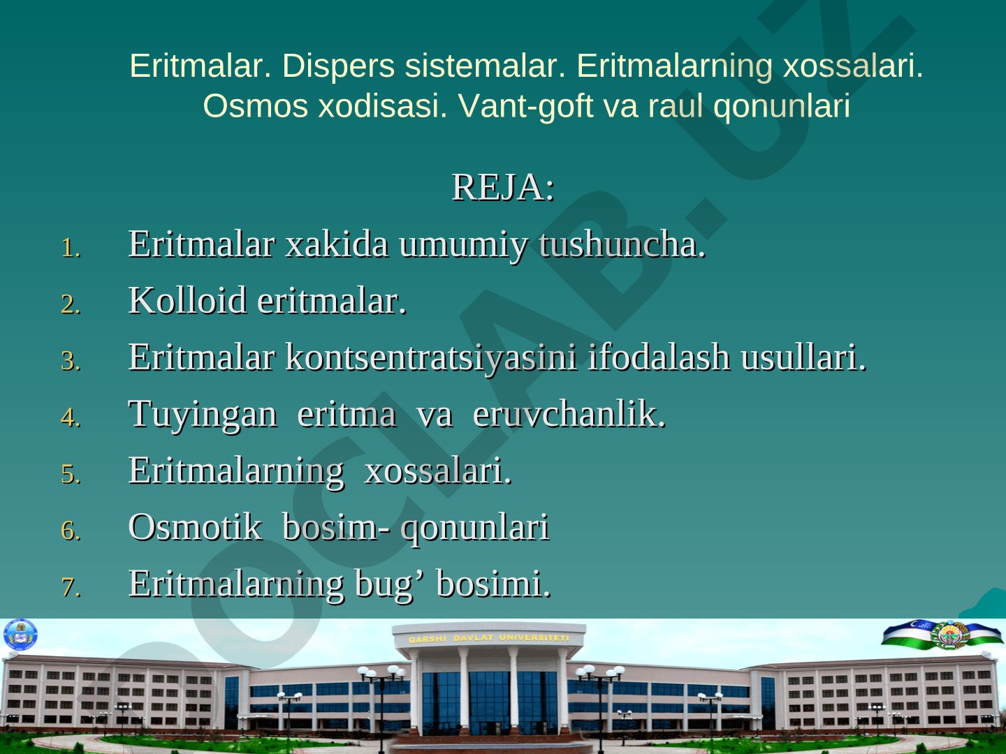 Eritmalar haqida umumiy tushuncha va ularning xossalari
