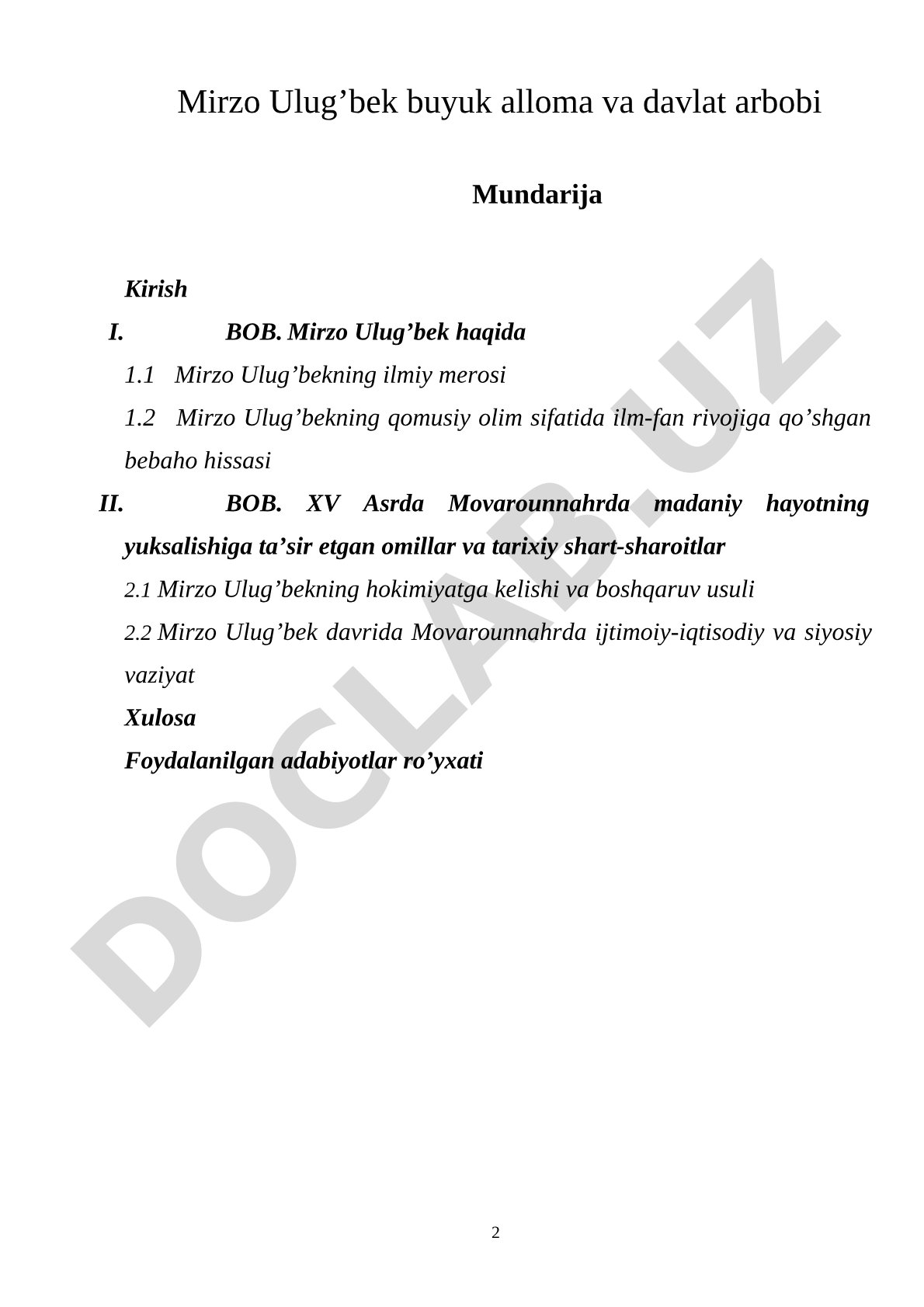Mirzo Ulug'bek buyuk alloma va davlat arbobi