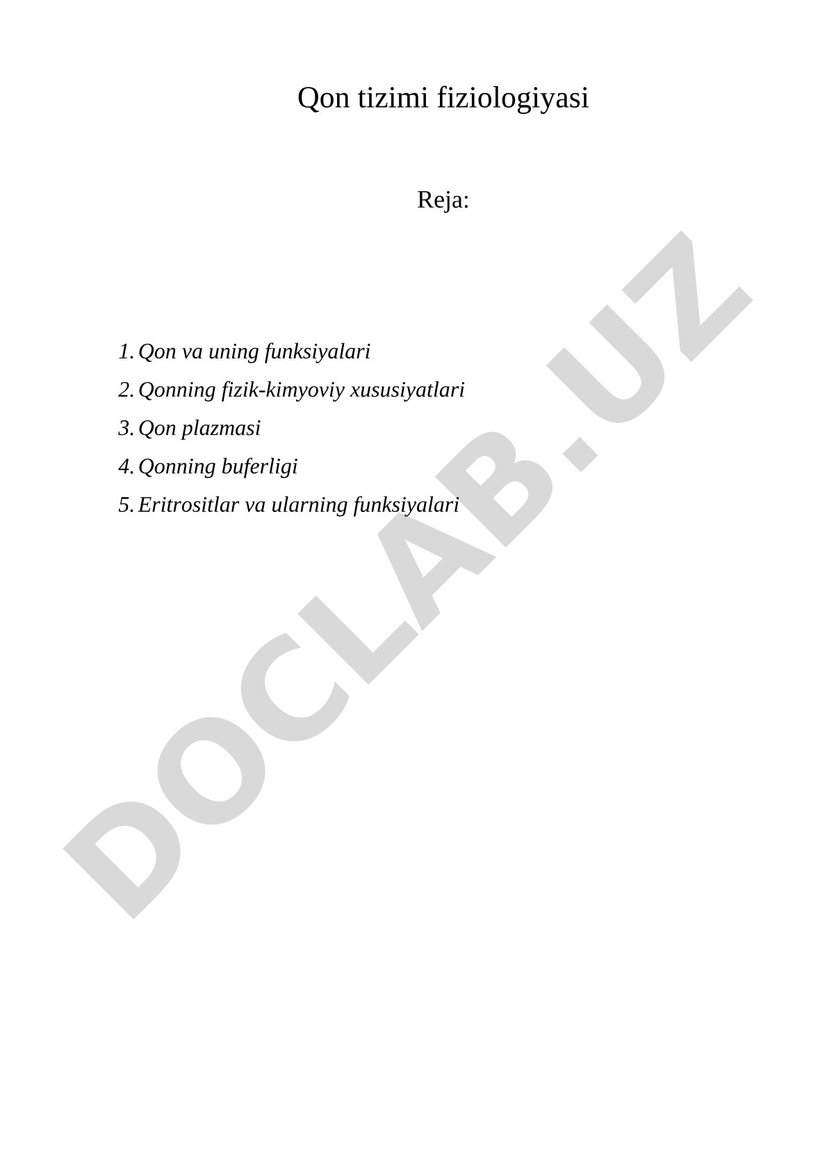Qon tizimi fiziologiyasi