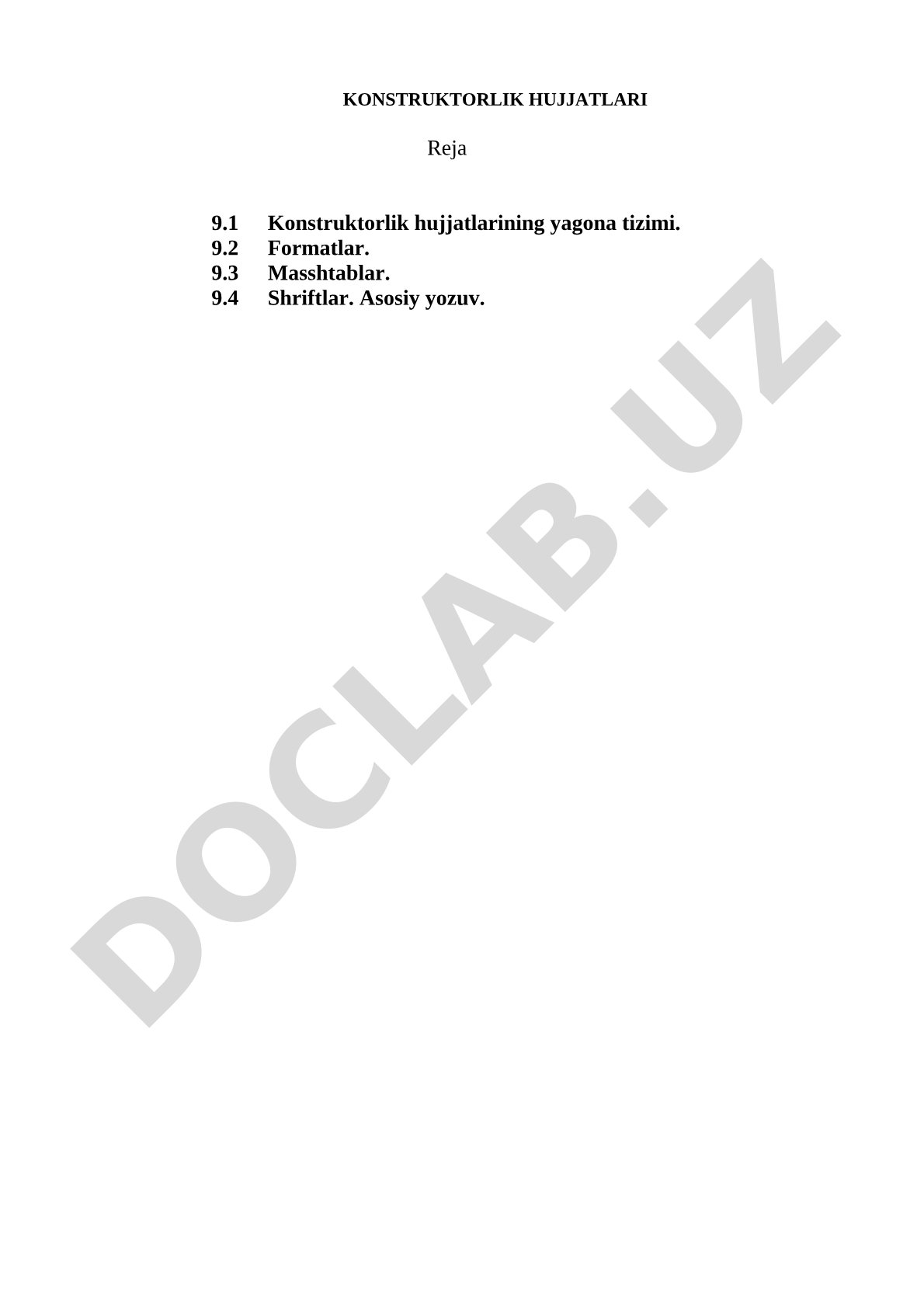Konstruktorlik hujjatlarining yagona tizimi