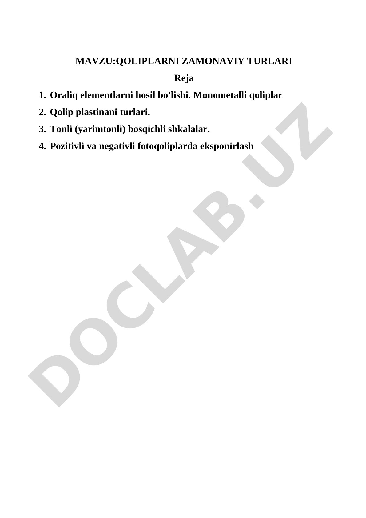 Qoliplarni zamonaviy turlari