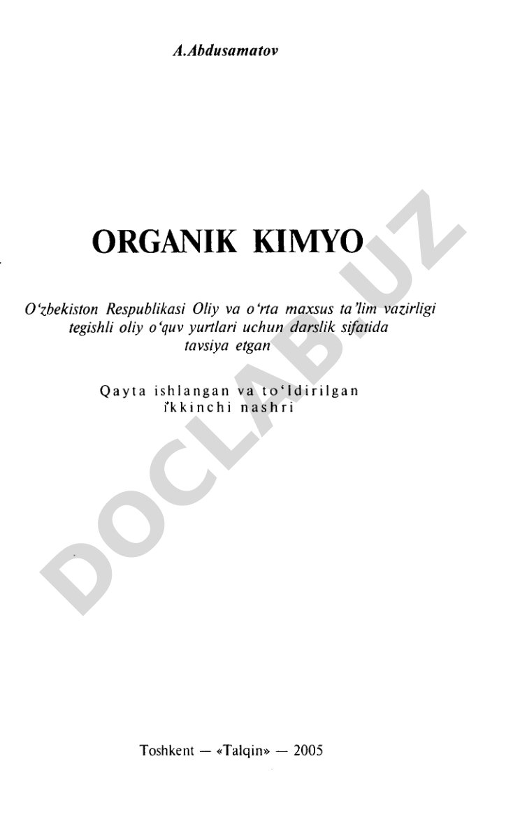 Organik kimyo darsligi