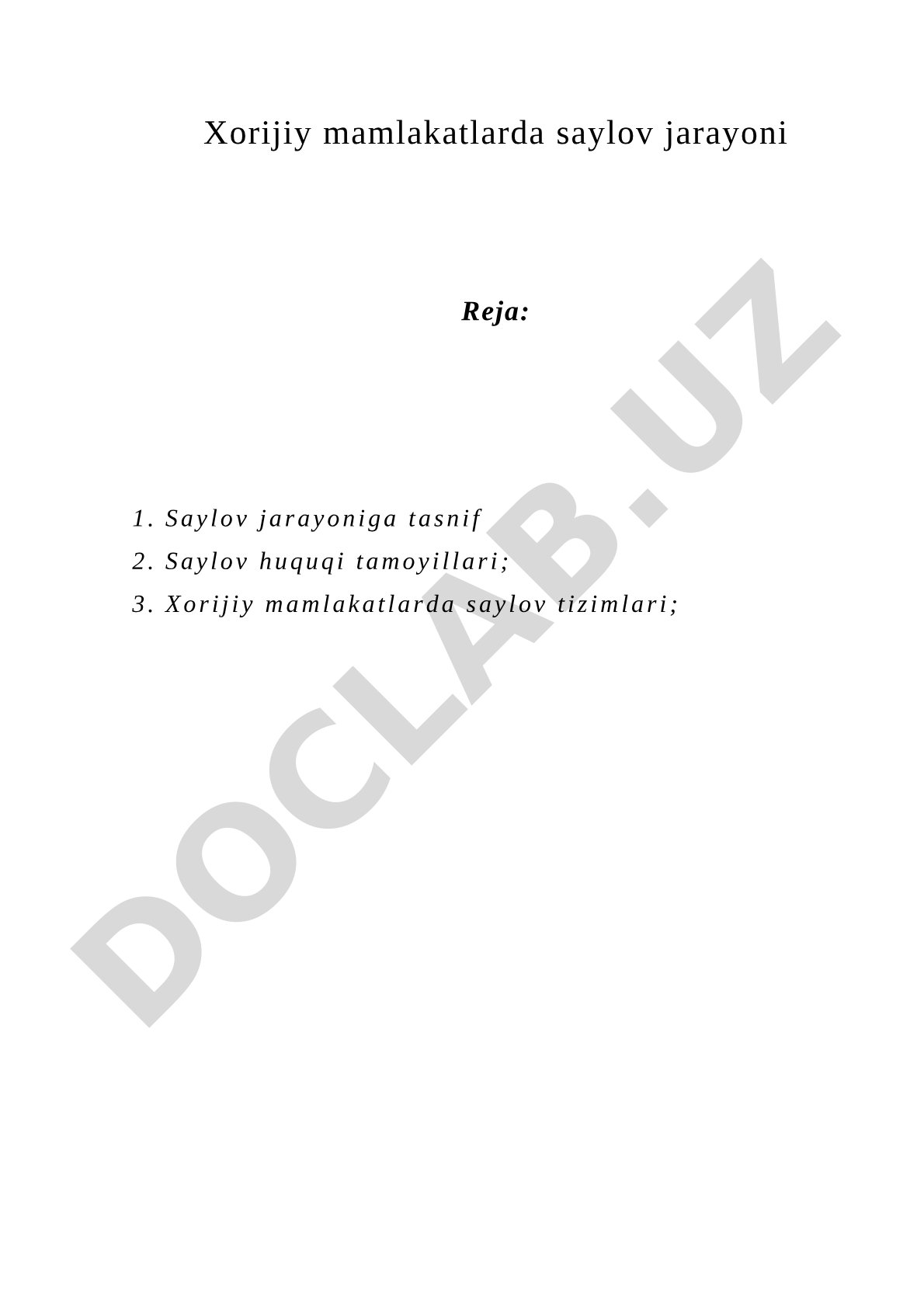 Xorijiy mamlakatlarda saylov jarayoni
