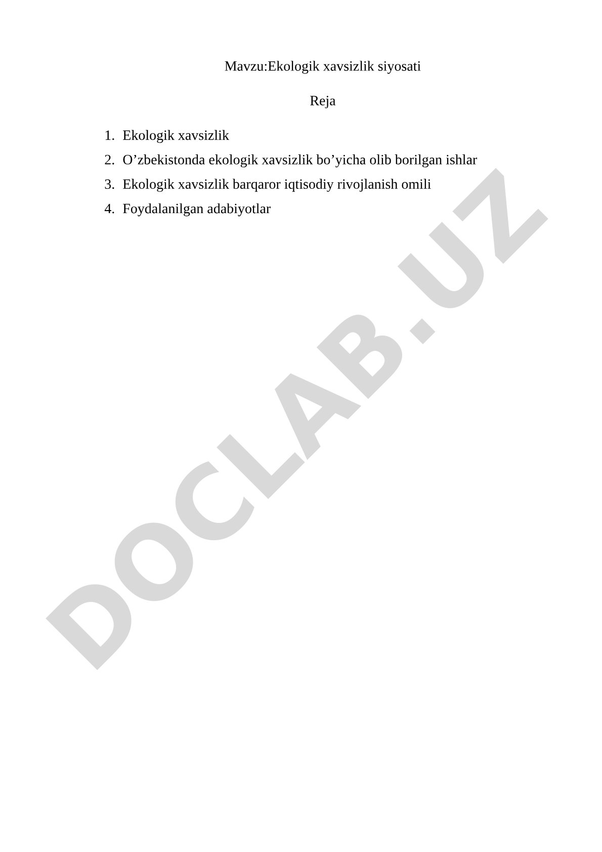 Ekologik xavsizlik siyosati