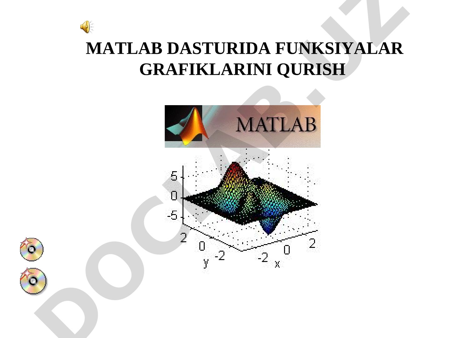 MATLAB dasturida funksiyalar grafiklarini qurish