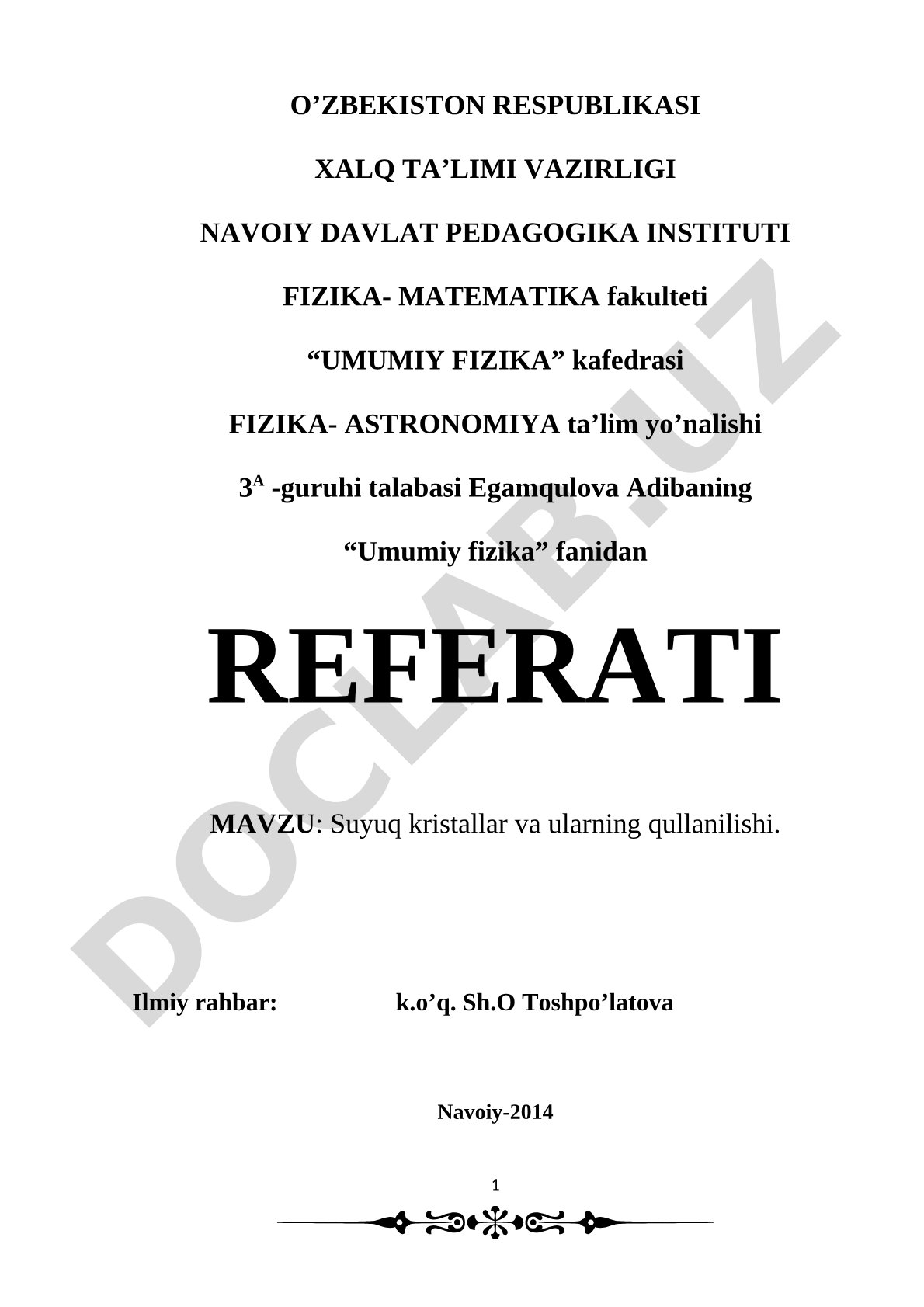 Suyuq kristallar va ularning qo'llanilishi