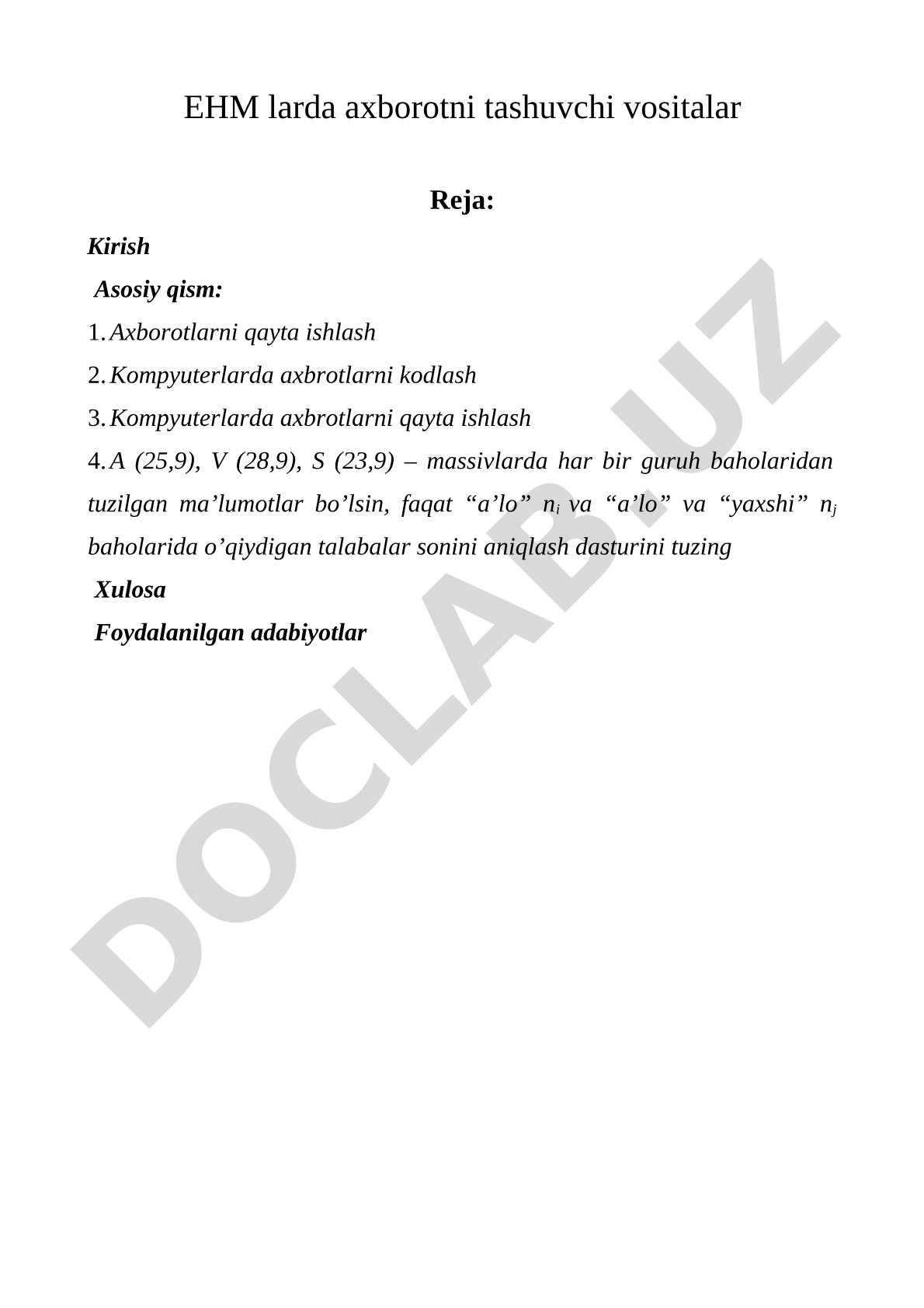 EHM larda axborotni tashuvchi vositalar