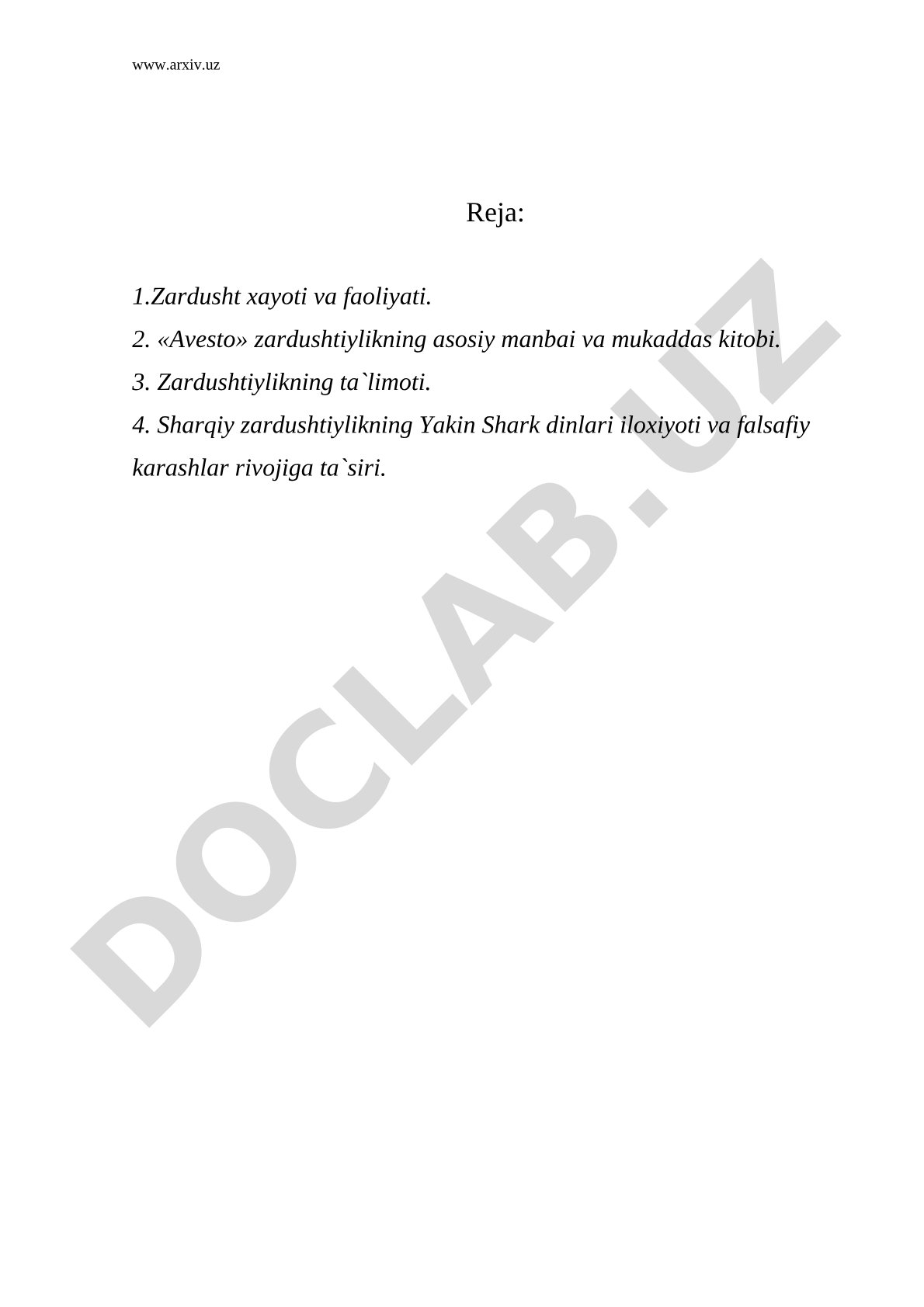 Zardushtiylik dini va Avesto
