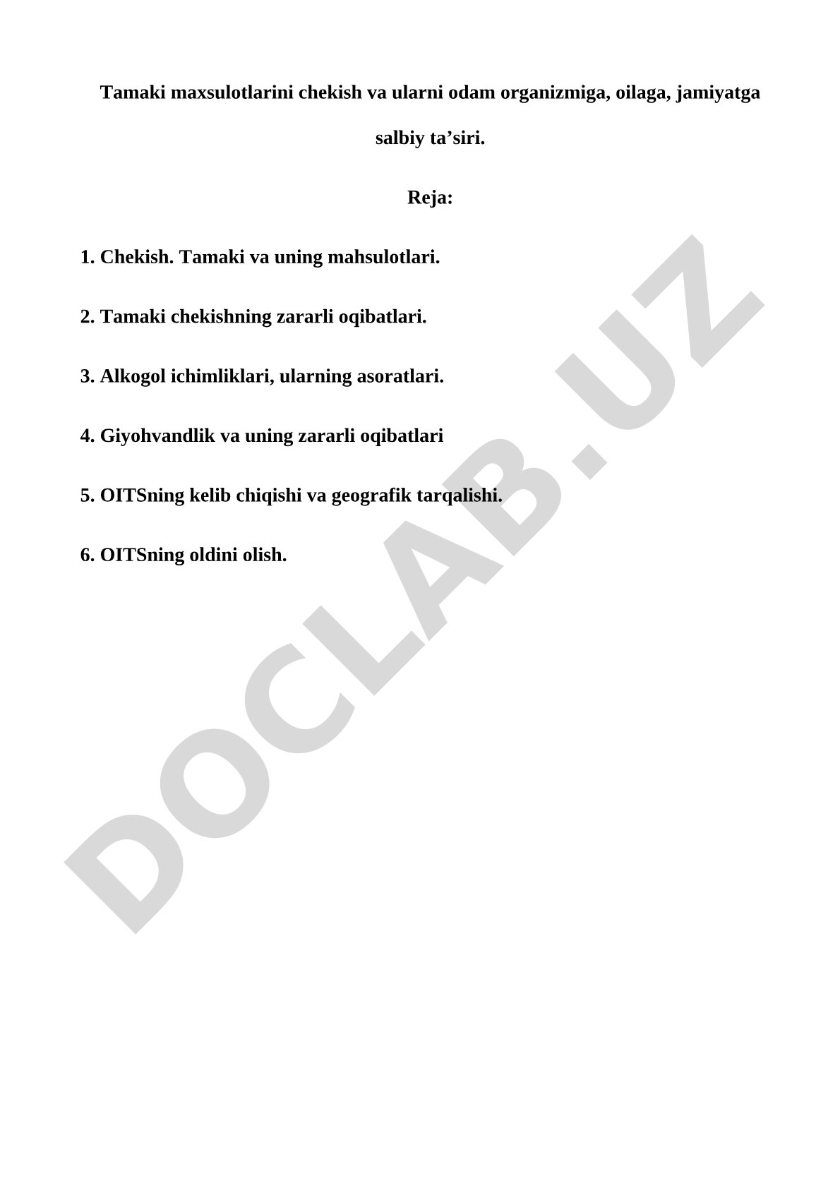 Tamaki mahsulotlarini chekish va ularni odam organizmiga, oilaga, jamiyatga salbiy ta'siri