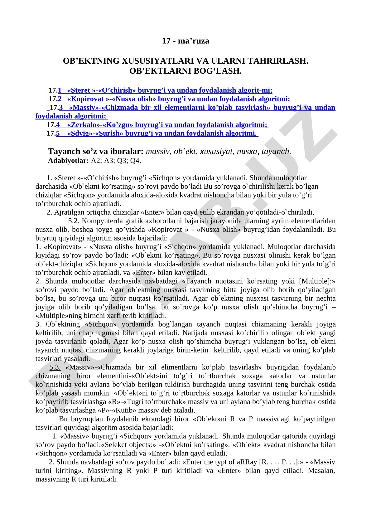 Ob'ektning xususiyatlari va ularni tahrirlash, ob'ektlarni bog'lash