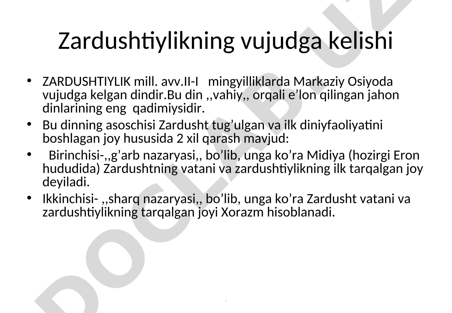 Zardushtiylikning vujudga kelishi va Avesto