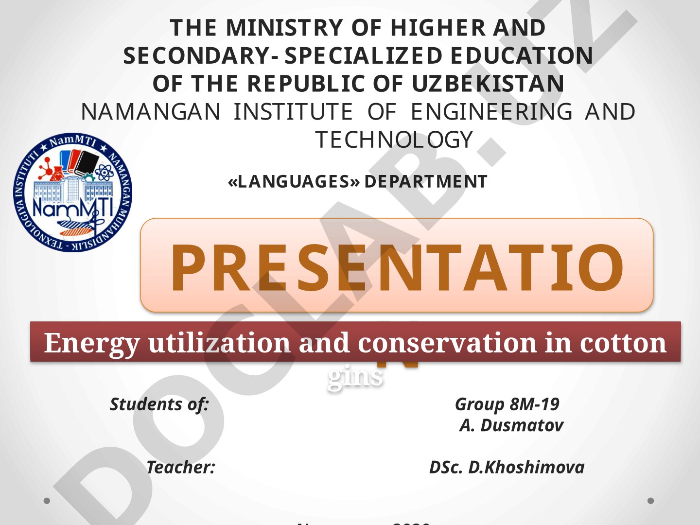 Energy utilization and conservation in cotton gins