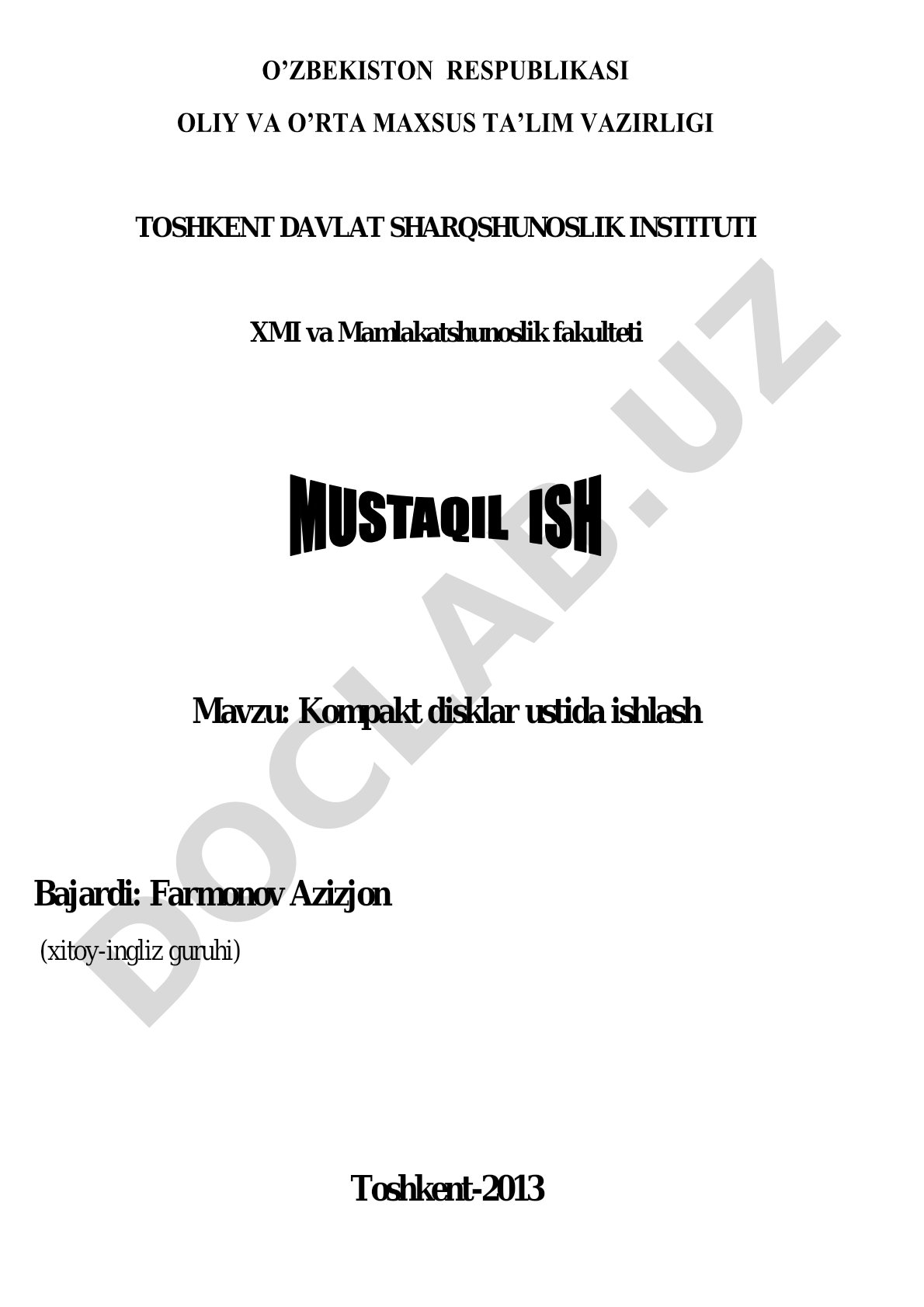 Kompakt disklar ustida ishlash