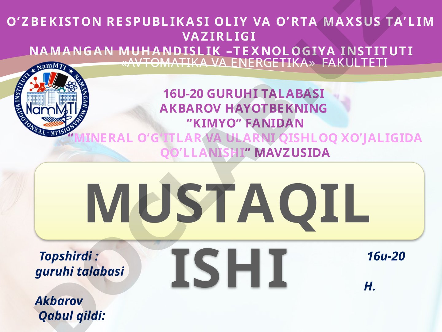 Mineral o'g'itlar va ularni qishloq xo'jaligida qo'llanilishi