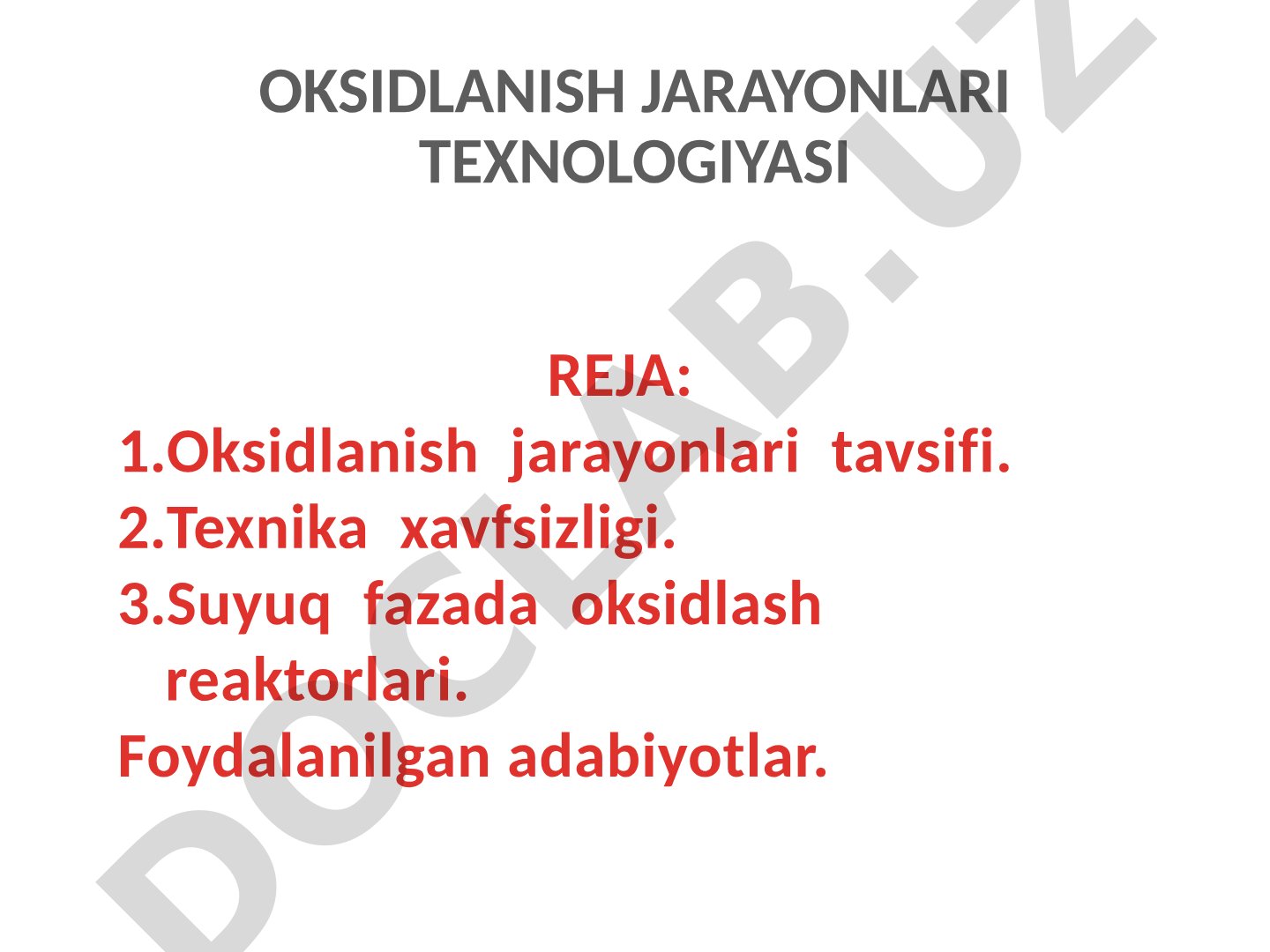 Oksidlanish jarayonlari texnologiyasi