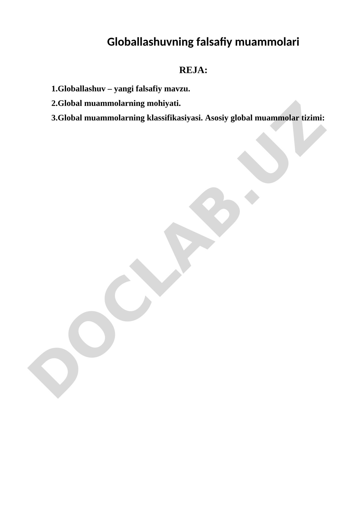 Globallashuvning falsafiy muammolari