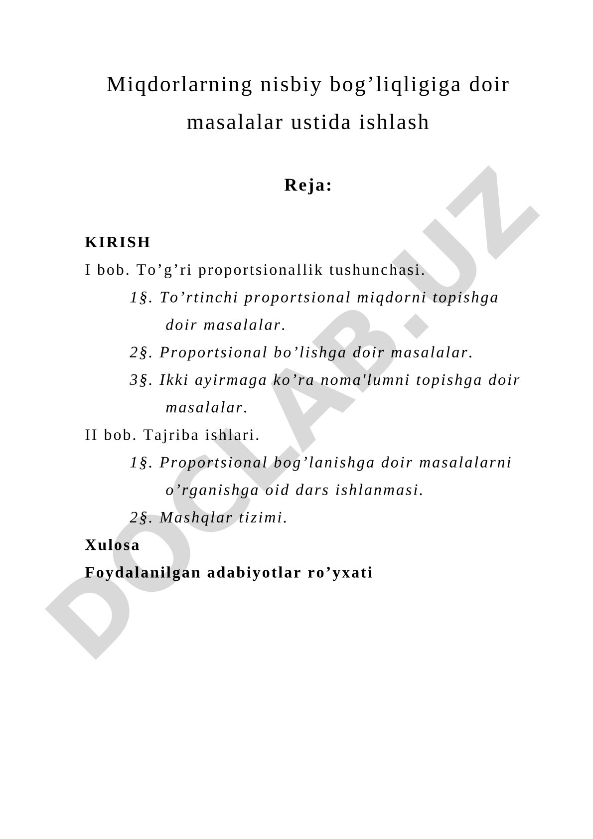 Miqdorlarning nisbiy bog'liqligiga doir masalalar