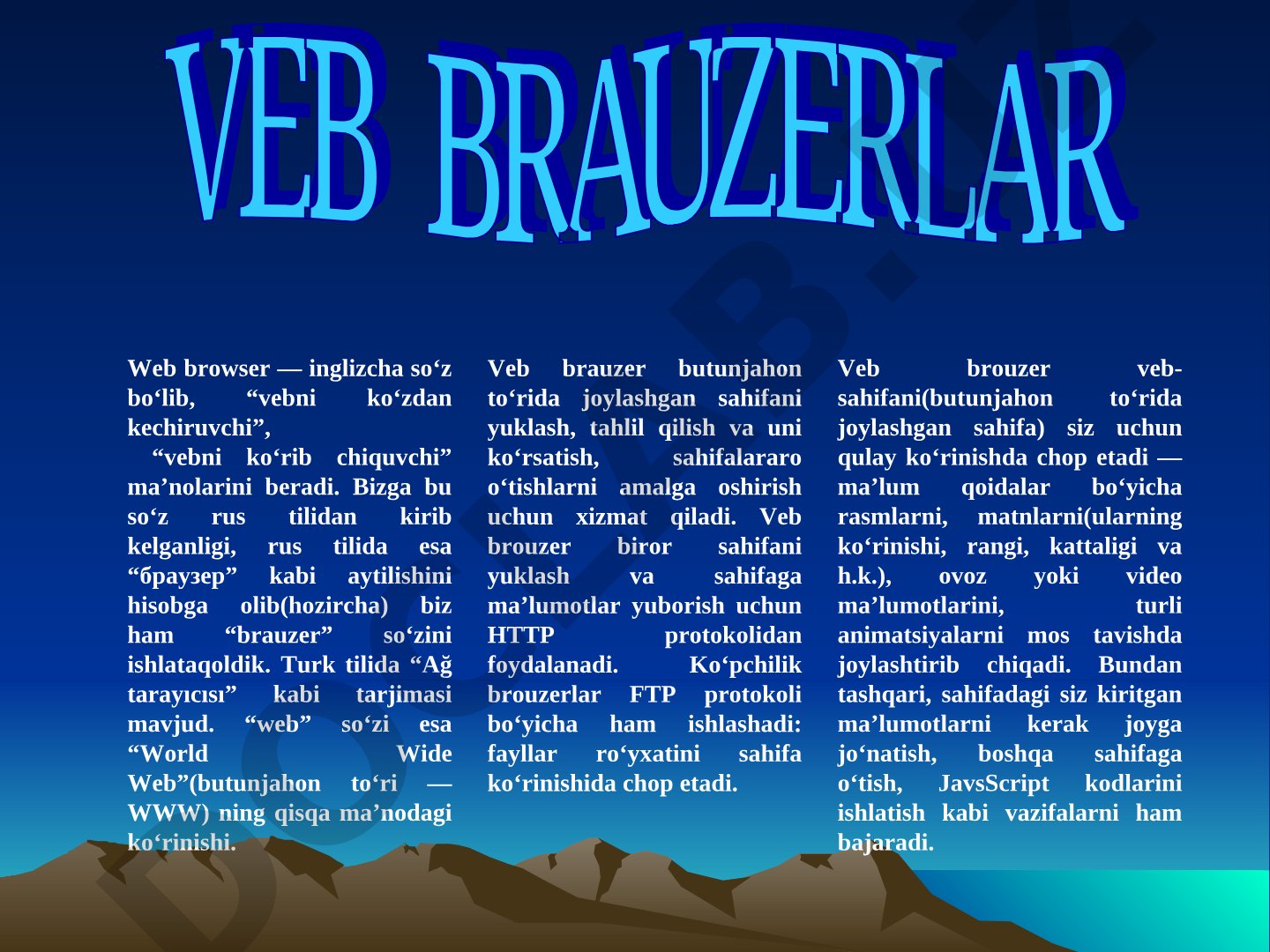 Web brauzer tushunchasi va vazifalari