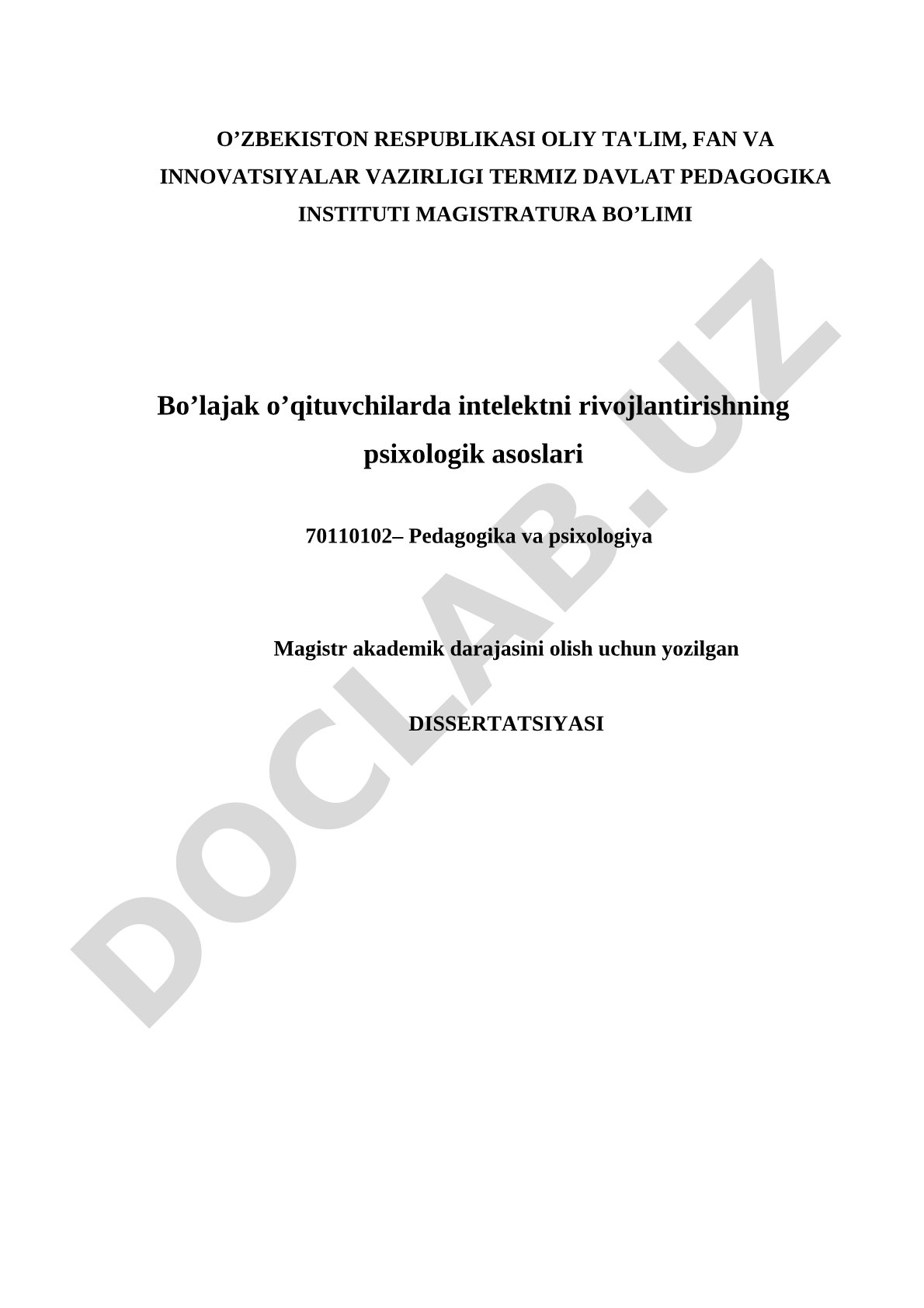 Bo'lajak o'qituvchilarda intellektni rivojlantirishning psixologik asoslari